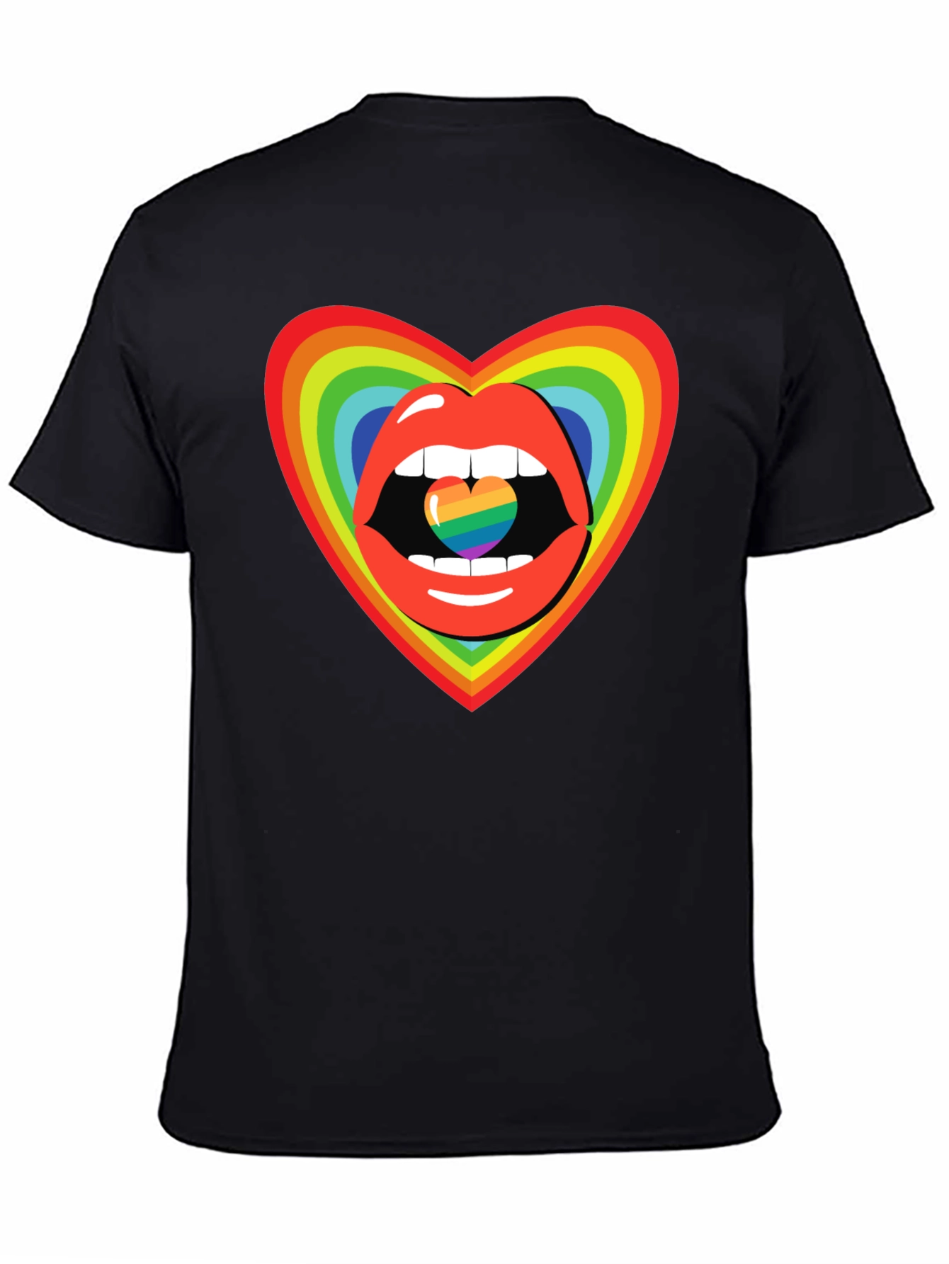 Rainbow Heart Lips Graphic Tee