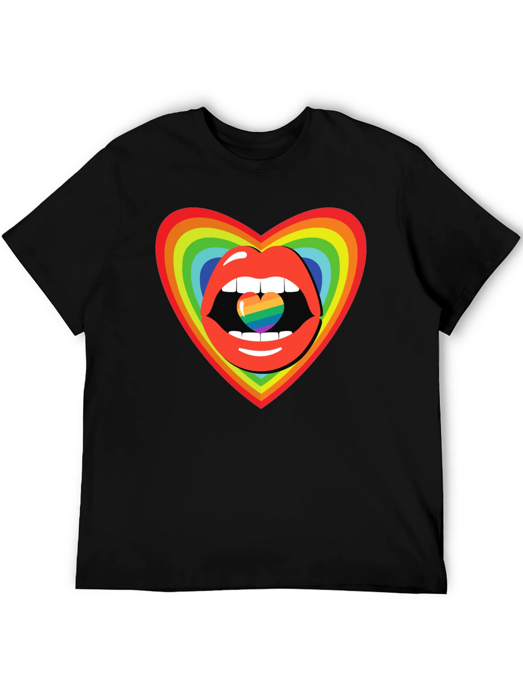Rainbow Heart Lips Graphic Tee
