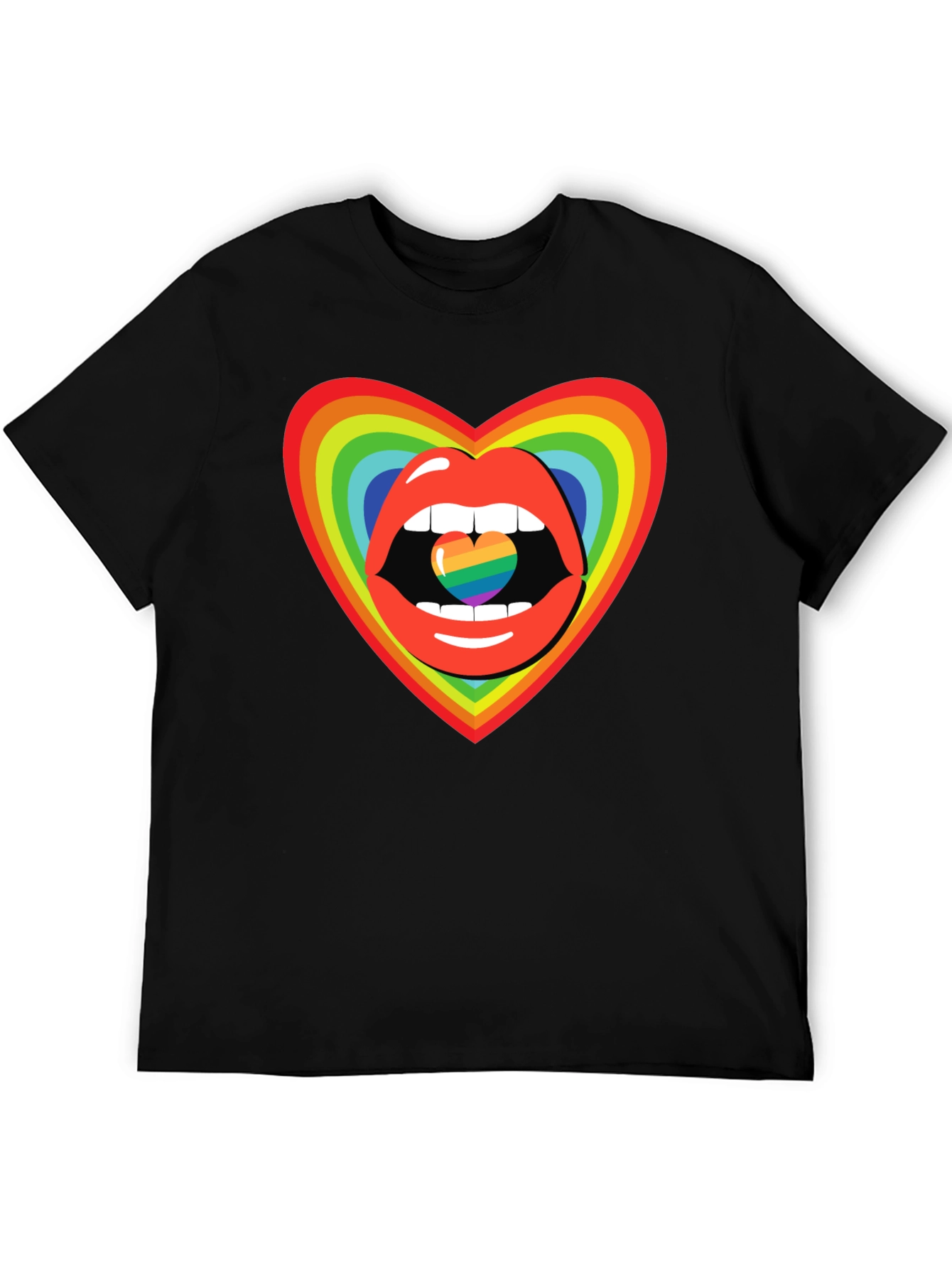 Rainbow Heart Lips Graphic Tee