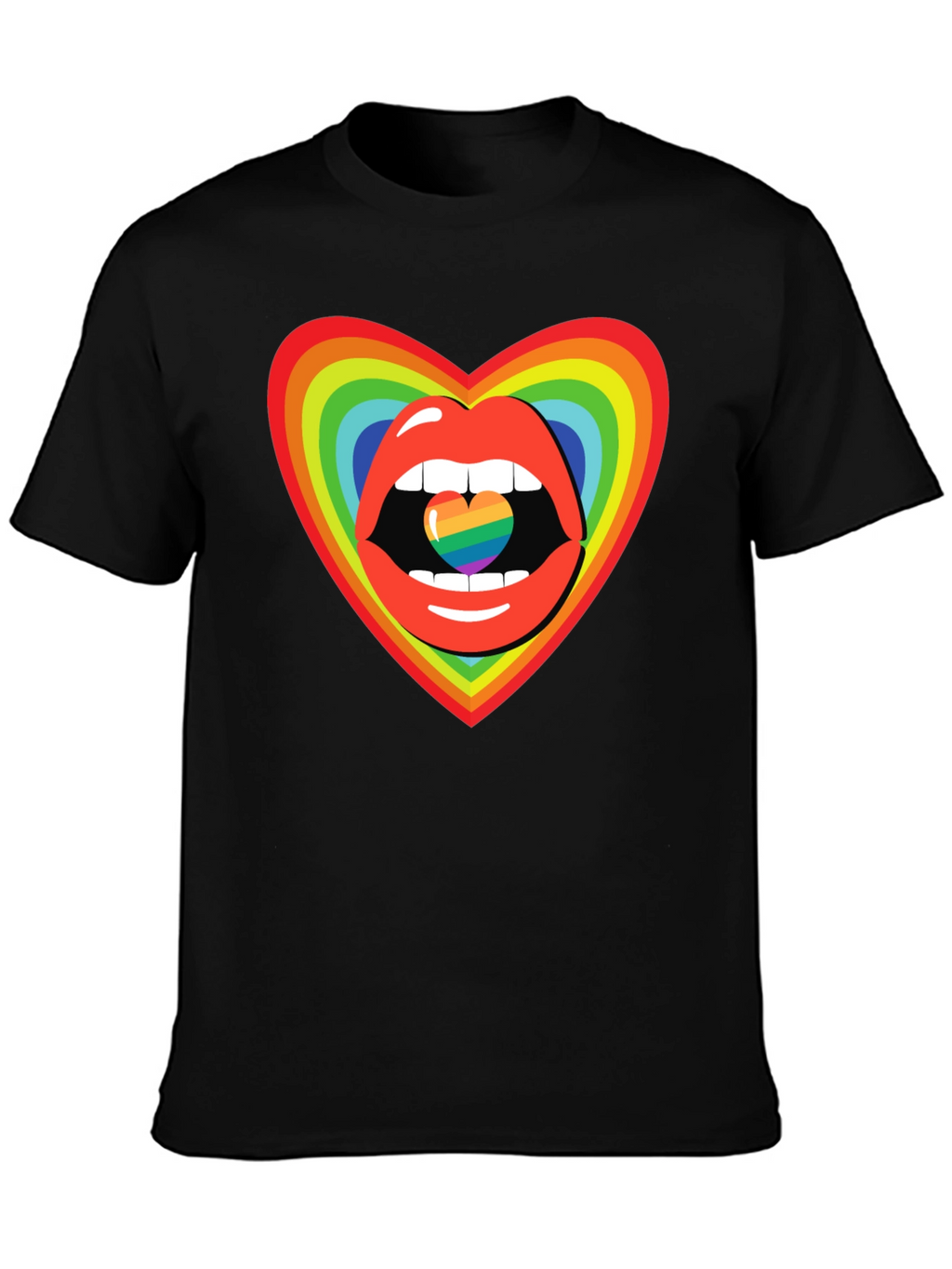 Rainbow Heart Lips Graphic Tee
