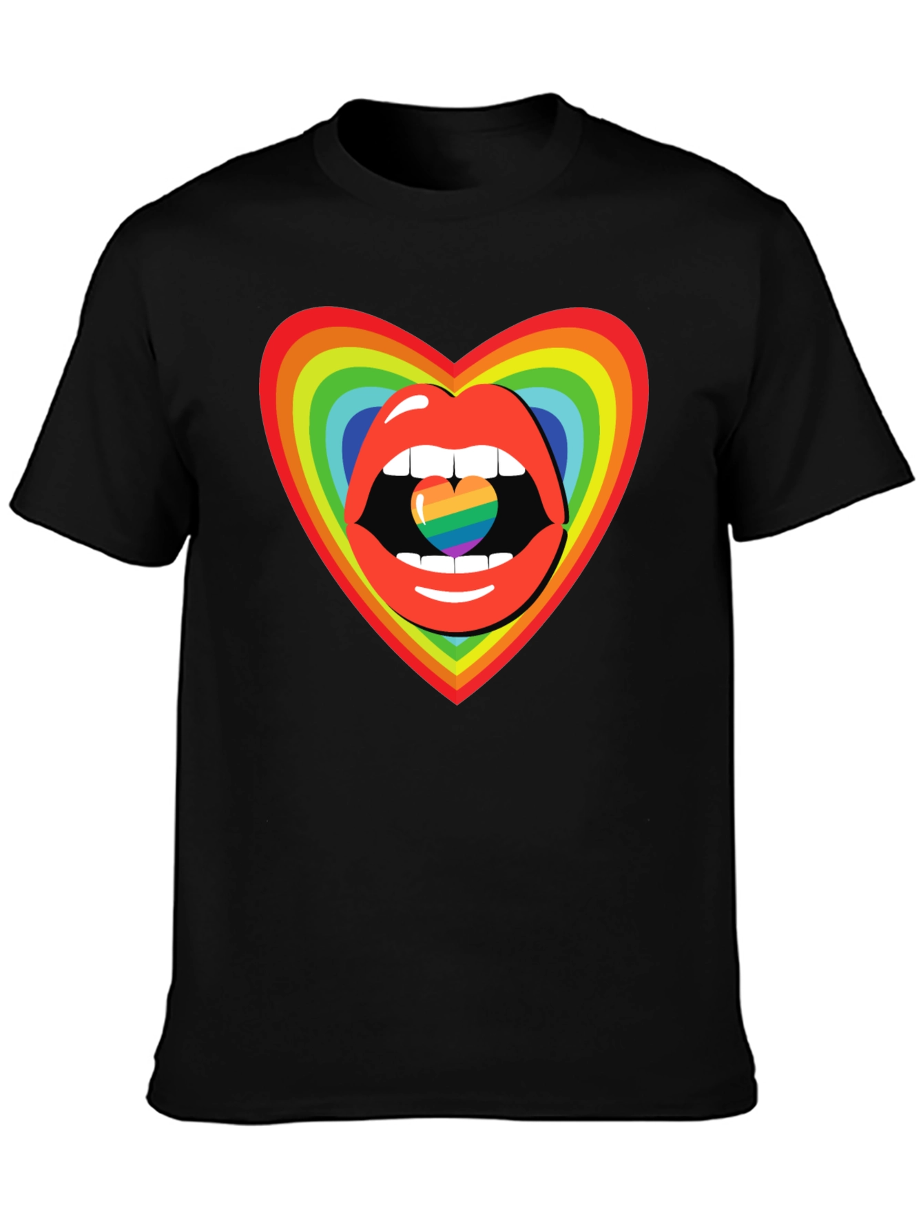 Rainbow Heart Lips Graphic Tee