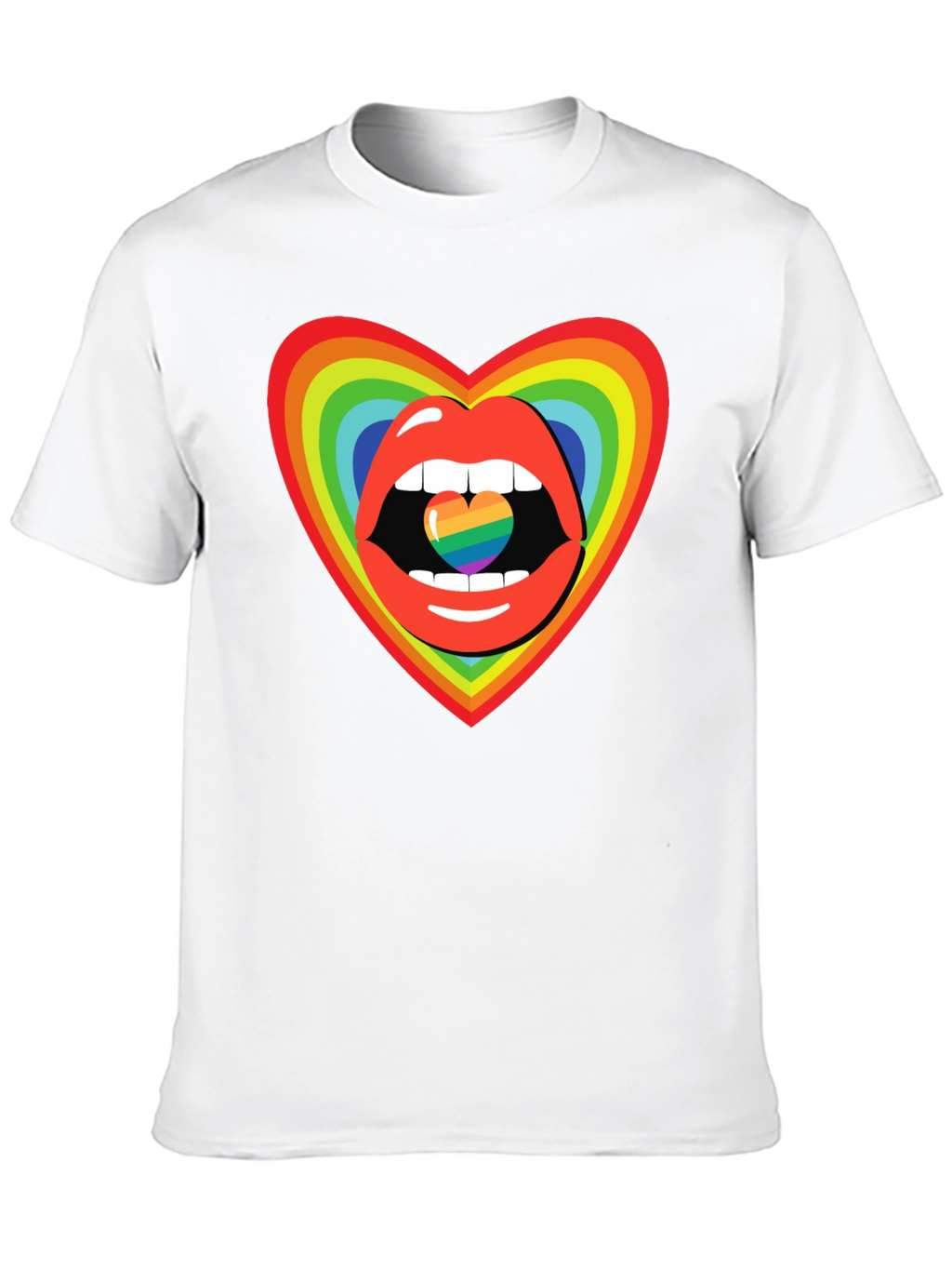 Rainbow Heart Lips Graphic Tee