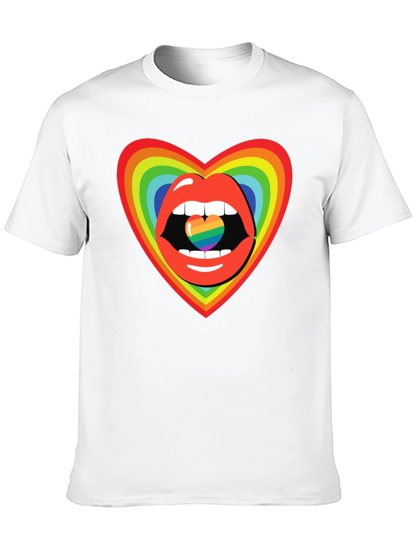 Rainbow Heart Lips Graphic Tee