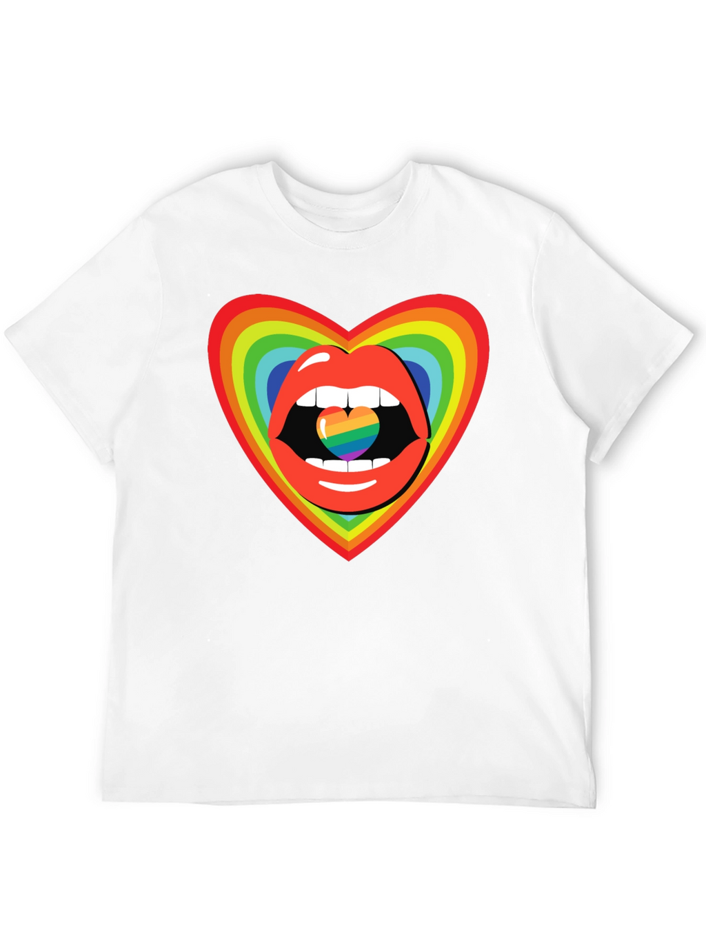 Rainbow Heart Lips Graphic Tee