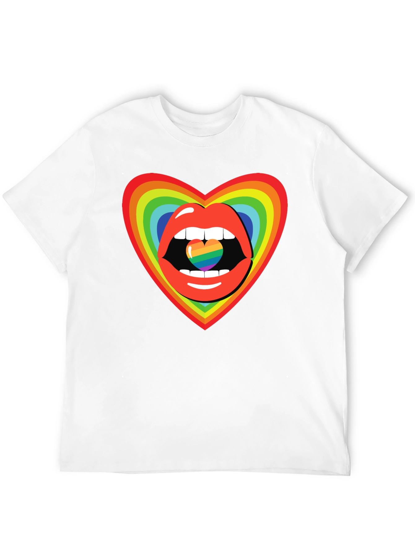Rainbow Heart Lips Graphic Tee