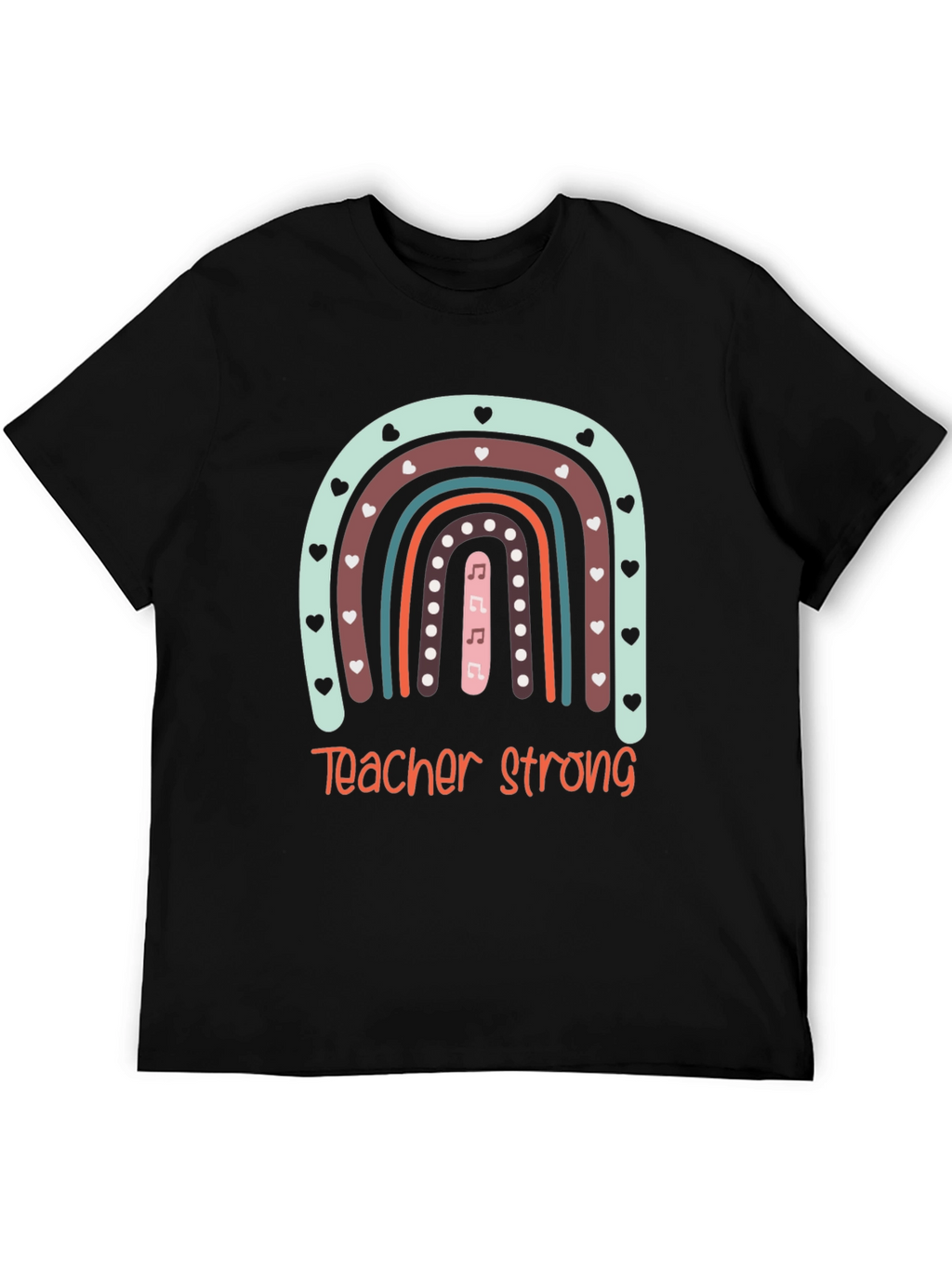 Teacher Strong Rainbow Graphic Tee - Black
