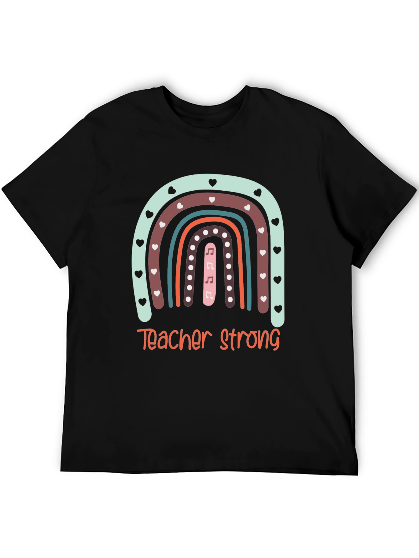 Teacher Strong Rainbow Graphic Tee - Black