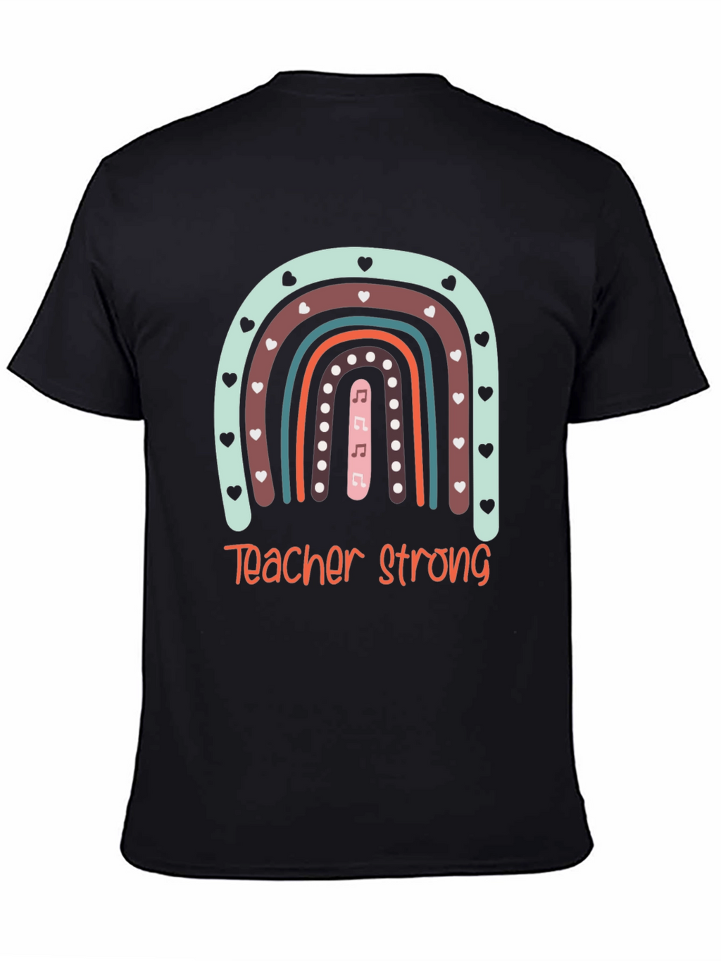 Teacher Strong Rainbow Graphic Tee - Black