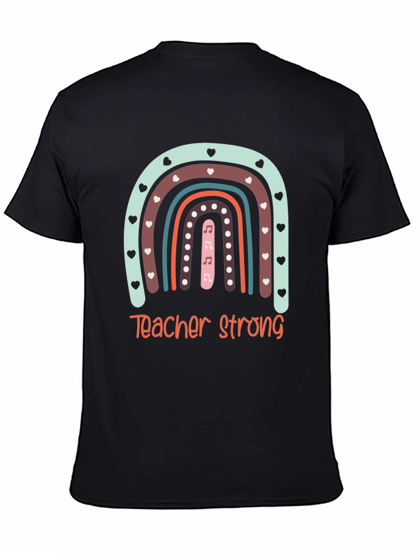 Teacher Strong Rainbow Graphic Tee - Black