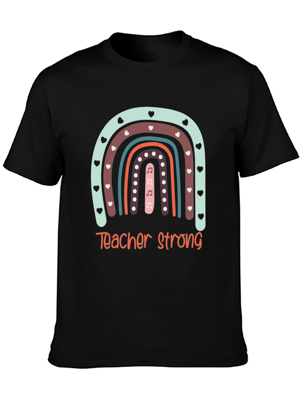 Teacher Strong Rainbow Graphic Tee - Black