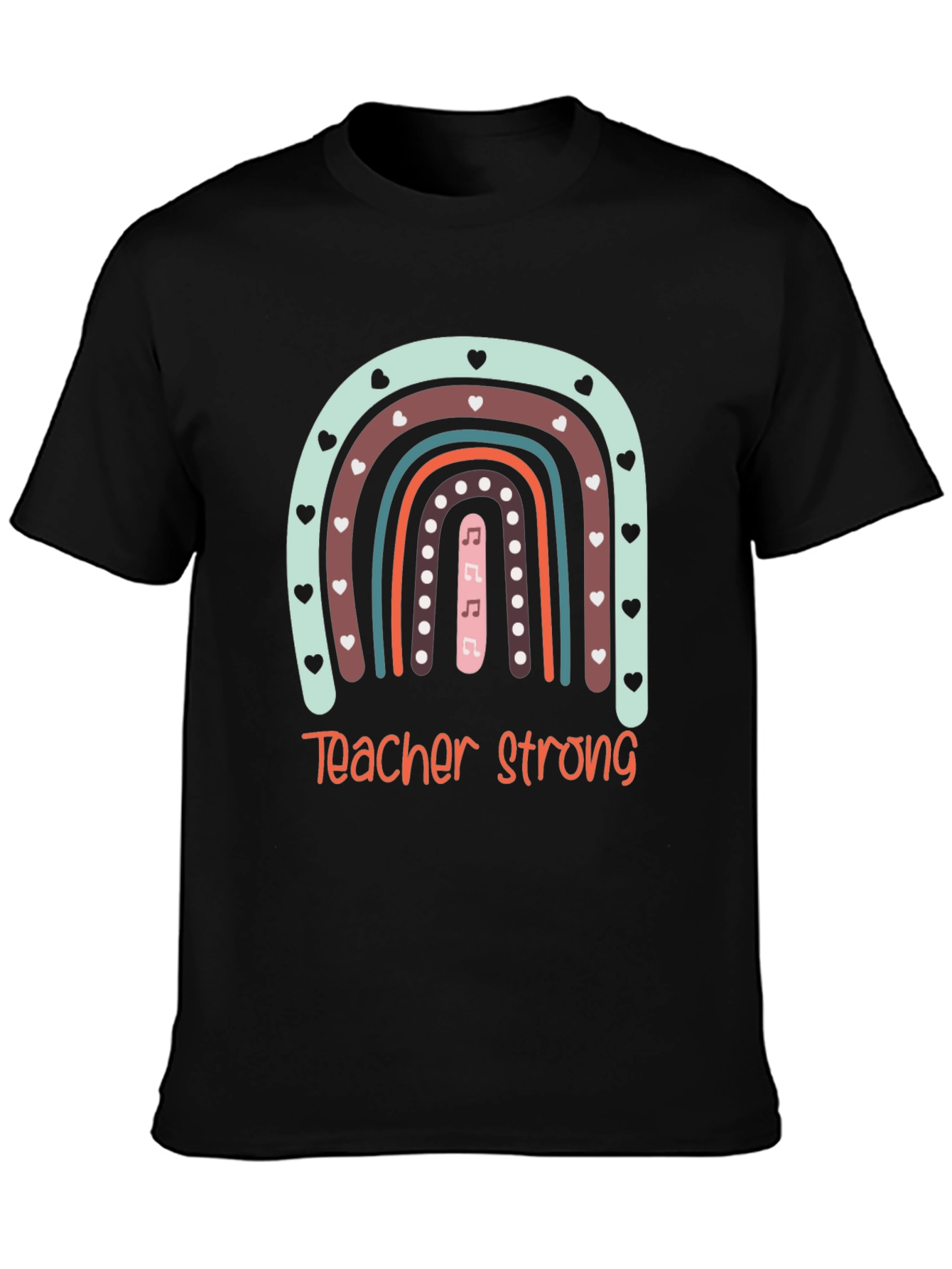 Teacher Strong Rainbow Graphic Tee - Black