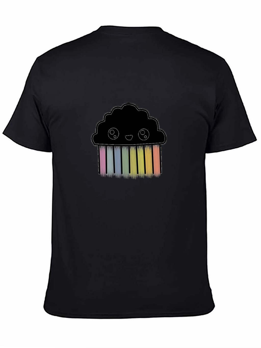 Cute Rainbow Cloud Graphic Black T-Shirt