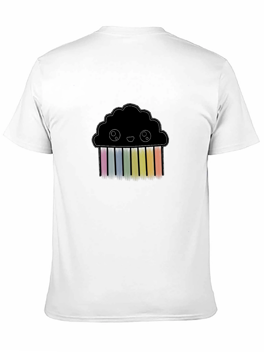 Cute Rainbow Cloud Graphic Black T-Shirt