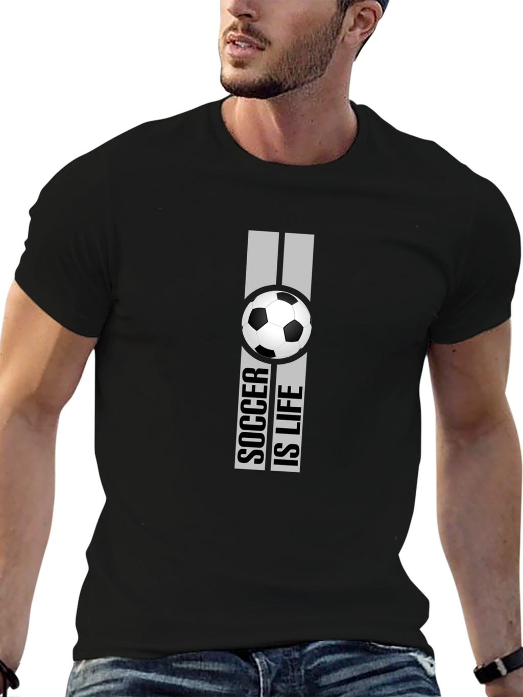 Soccer Is Life Graphic T-Shirt - Black