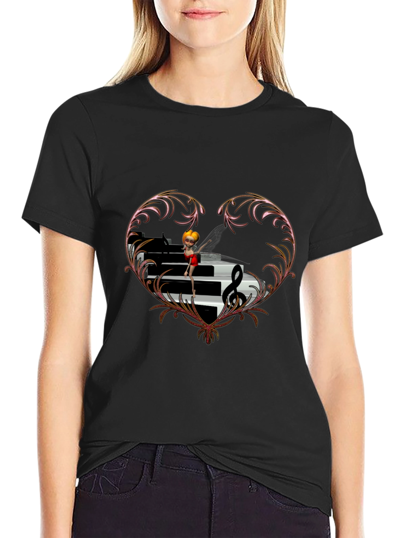 Piano Heart T-Shirt - Music Lover Tee
