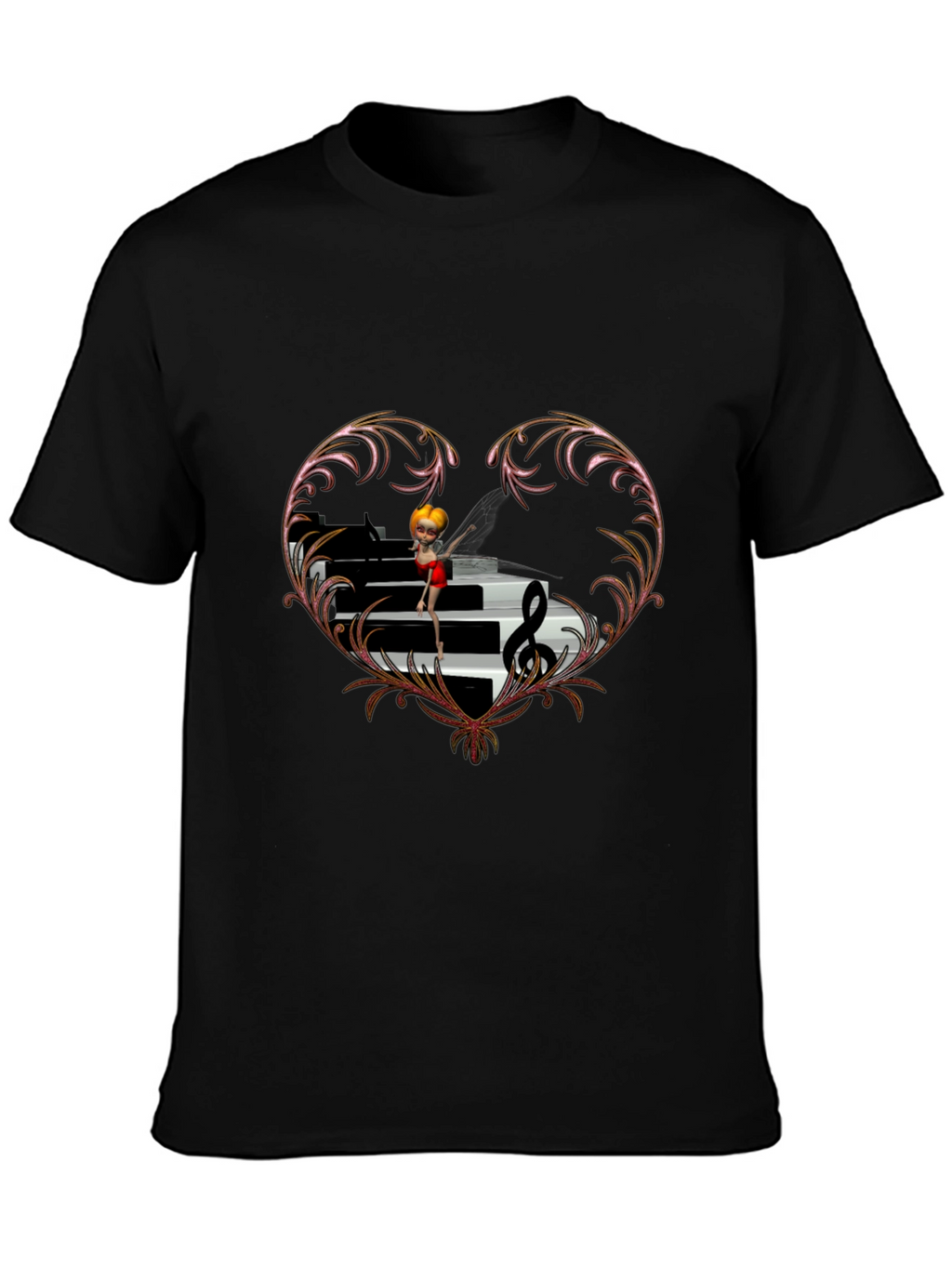 Piano Heart T-Shirt - Music Lover Tee