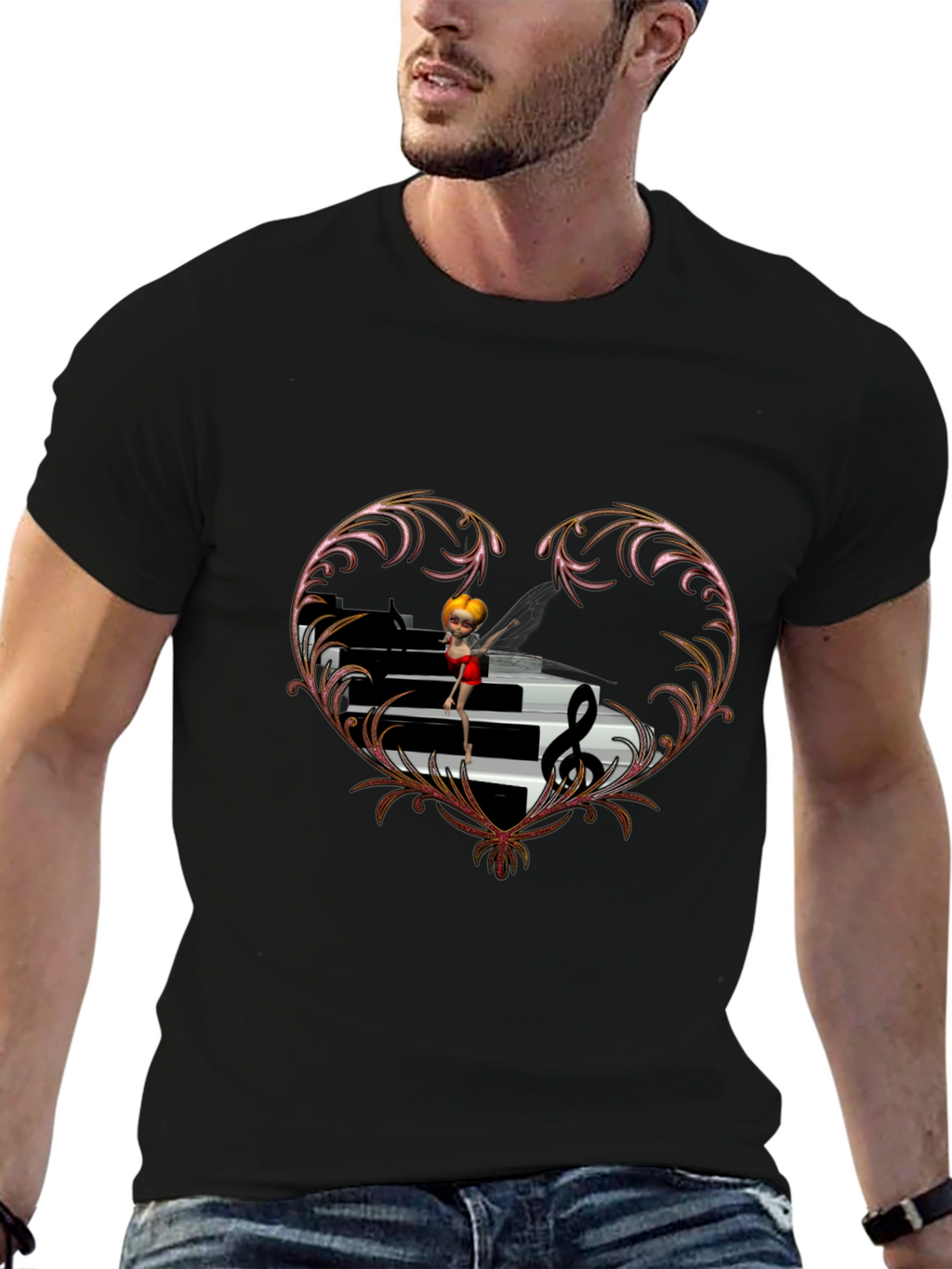 Piano Heart T-Shirt - Music Lover Tee