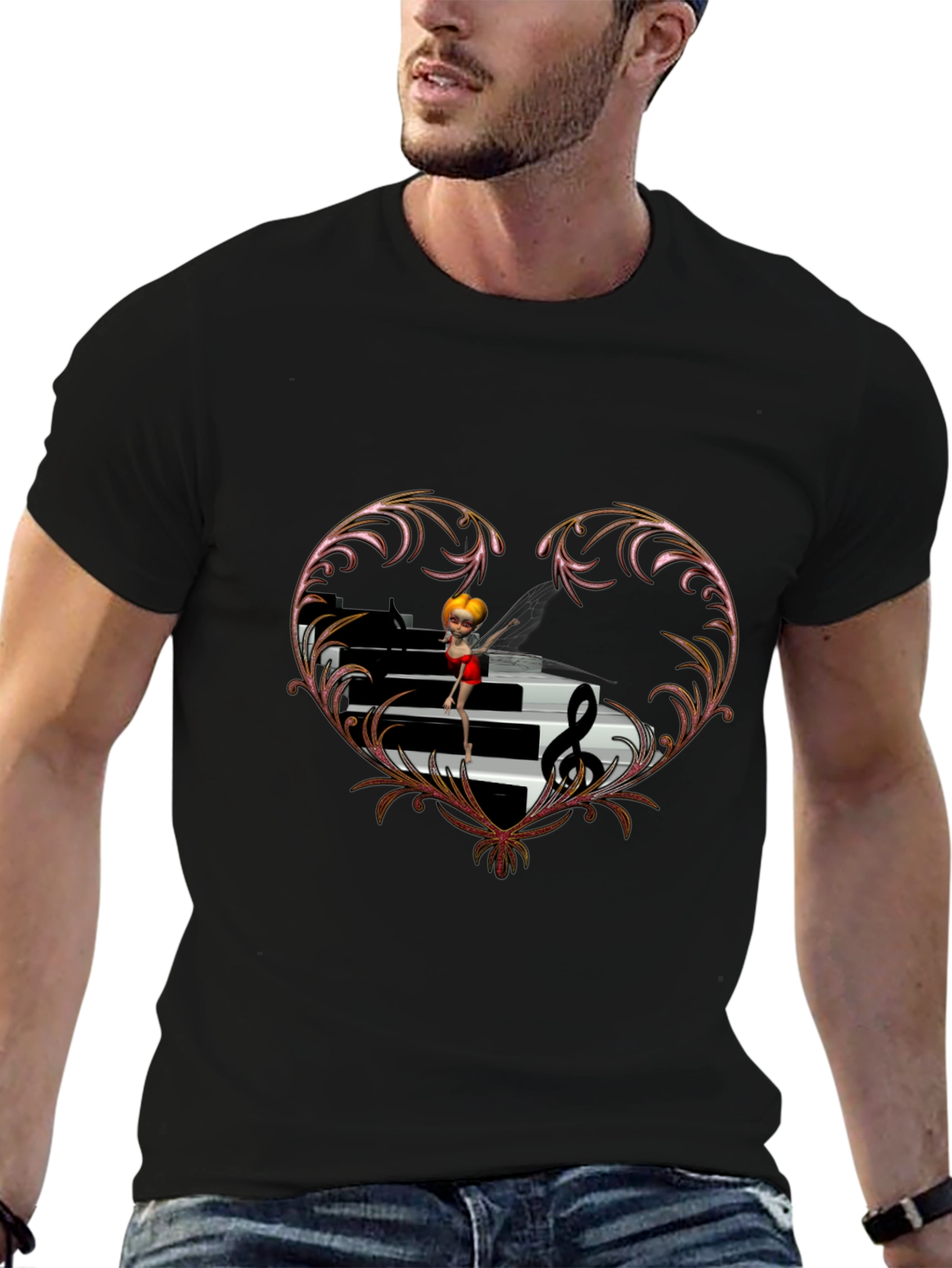 Piano Heart T-Shirt - Music Lover Tee