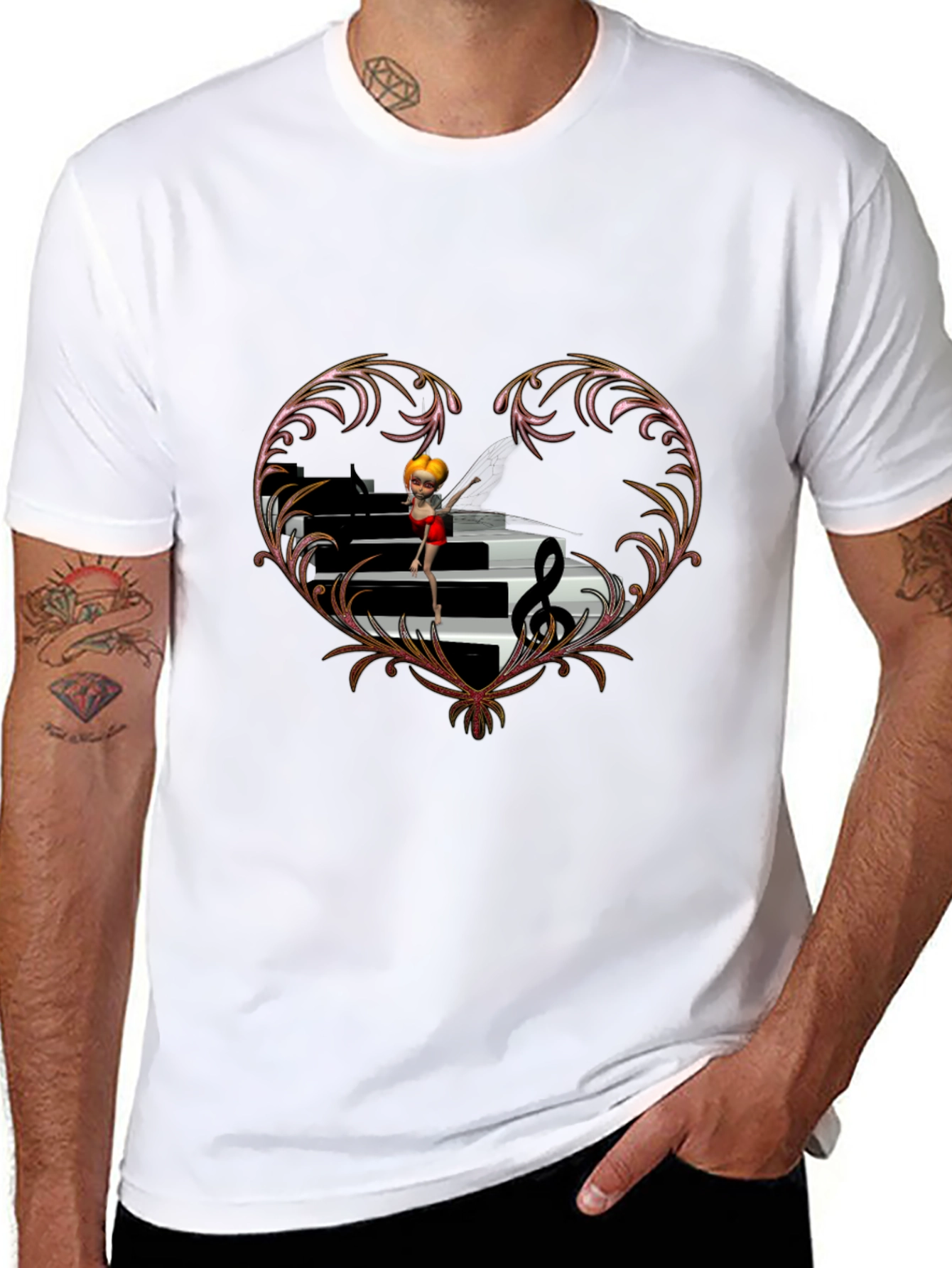 Piano Heart T-Shirt - Music Lover Tee