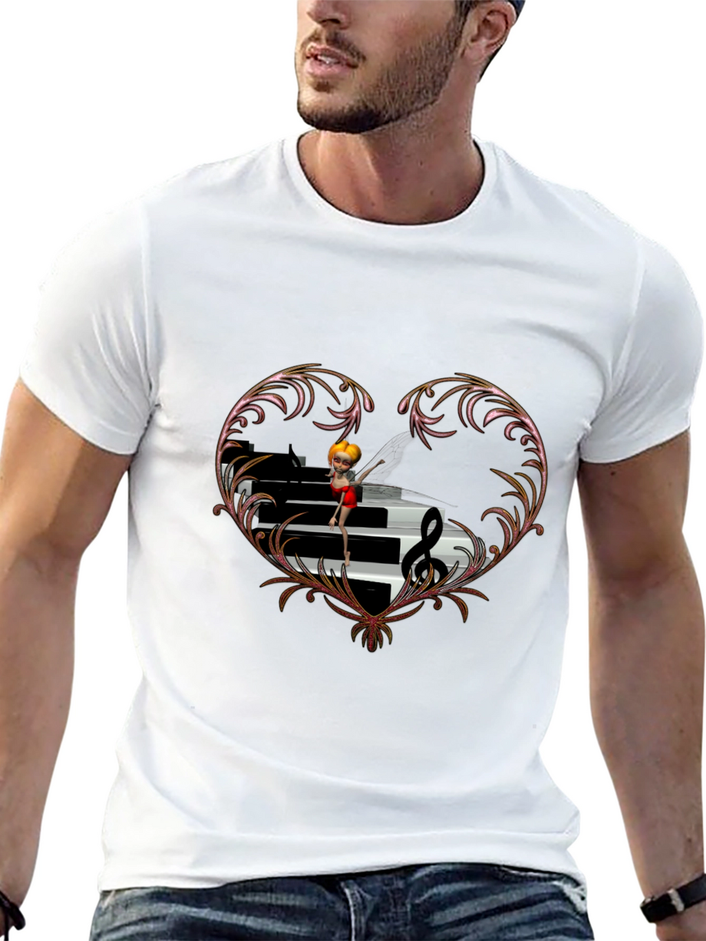 Piano Heart T-Shirt - Music Lover Tee