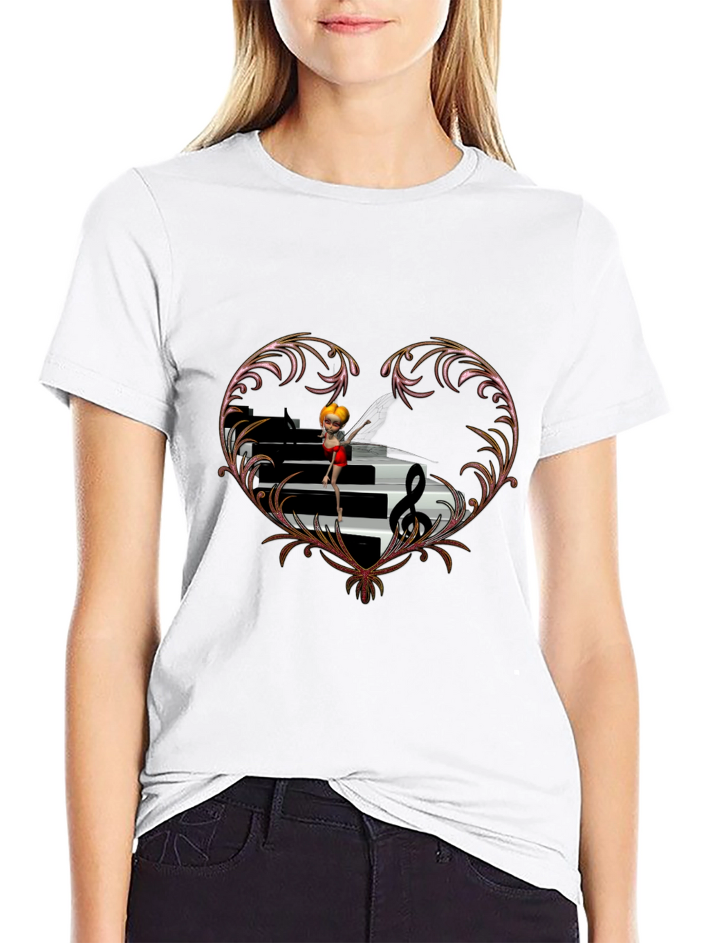 Piano Heart T-Shirt - Music Lover Tee
