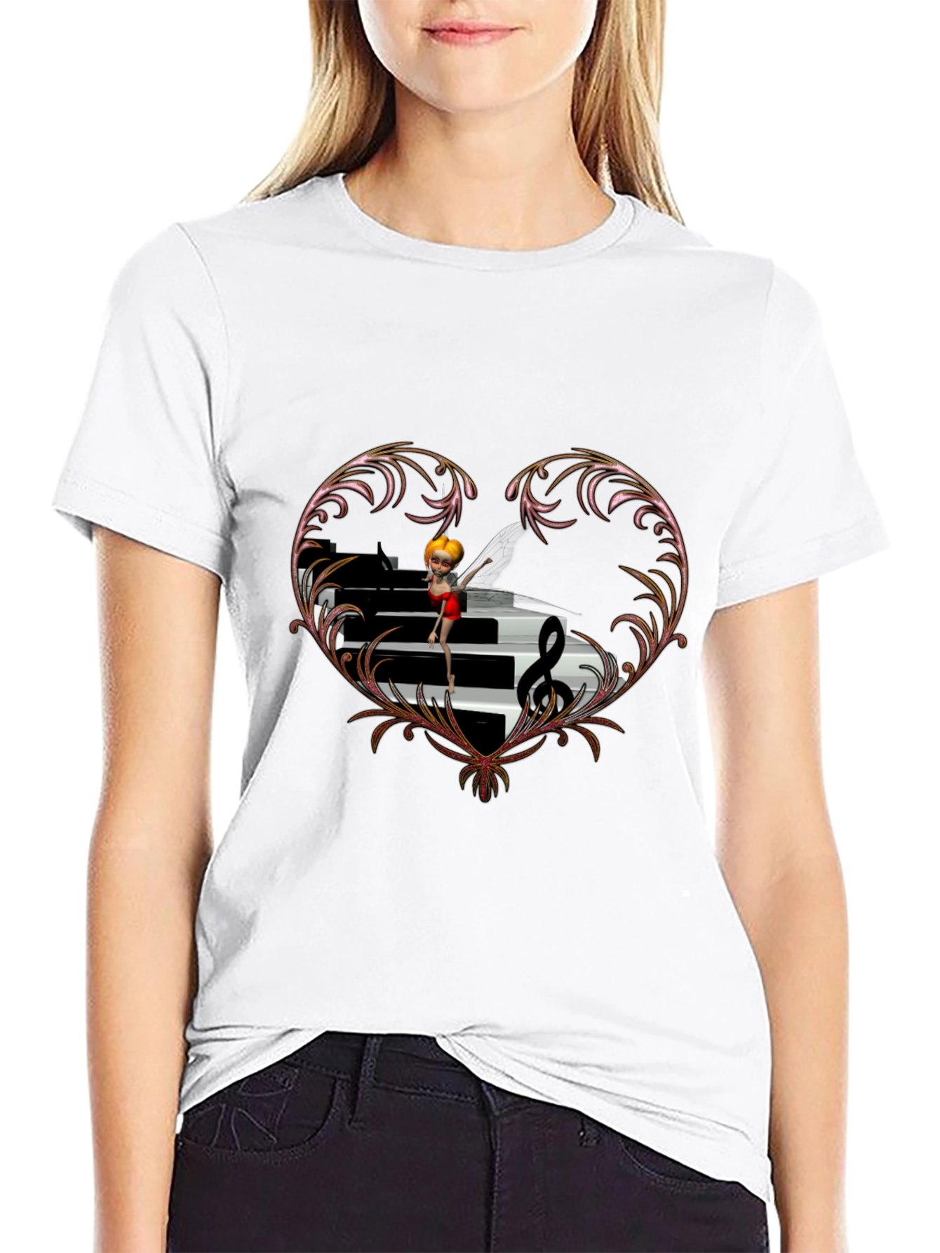 Piano Heart T-Shirt - Music Lover Tee
