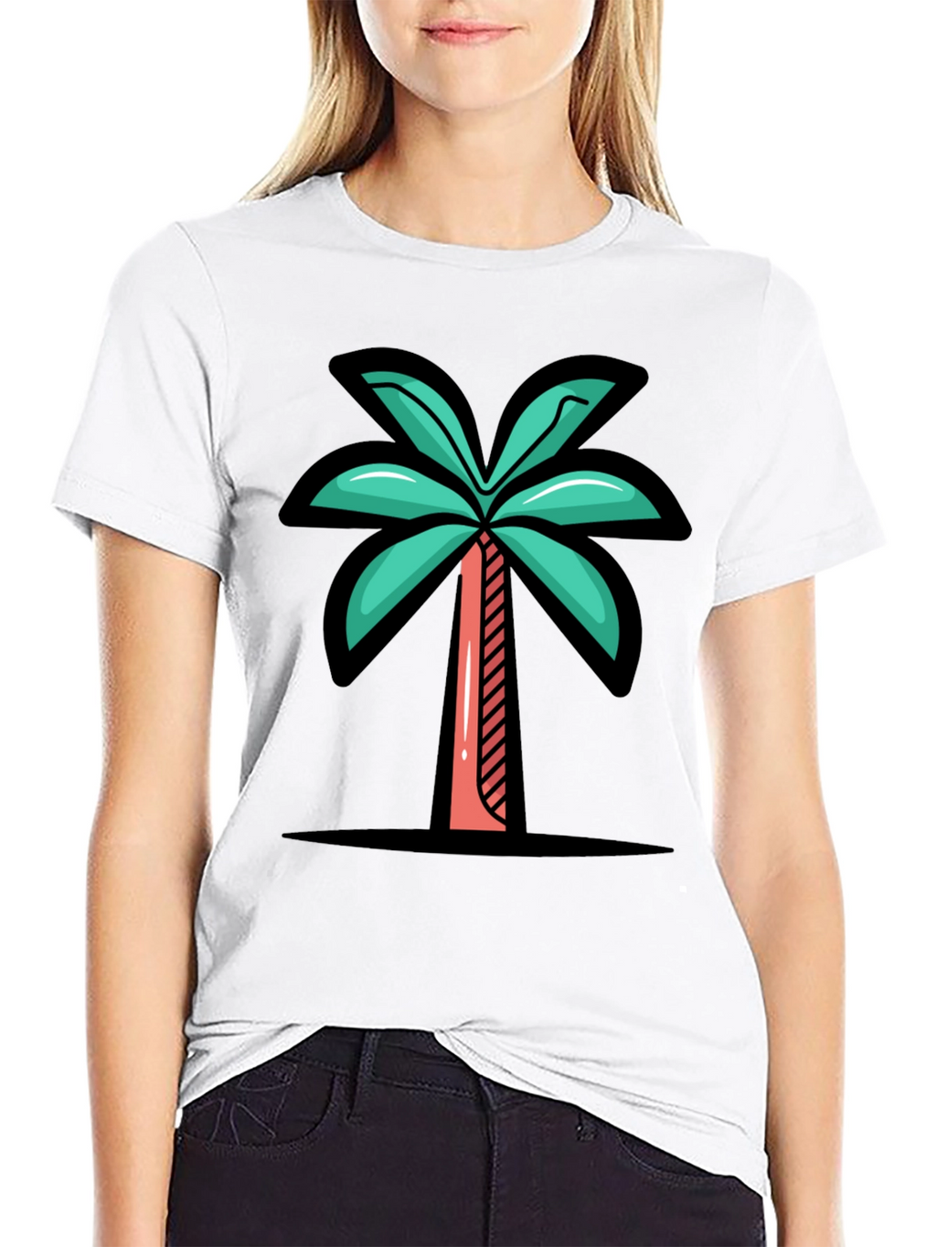 Tropical Palm Tree Graphic Tee - Black