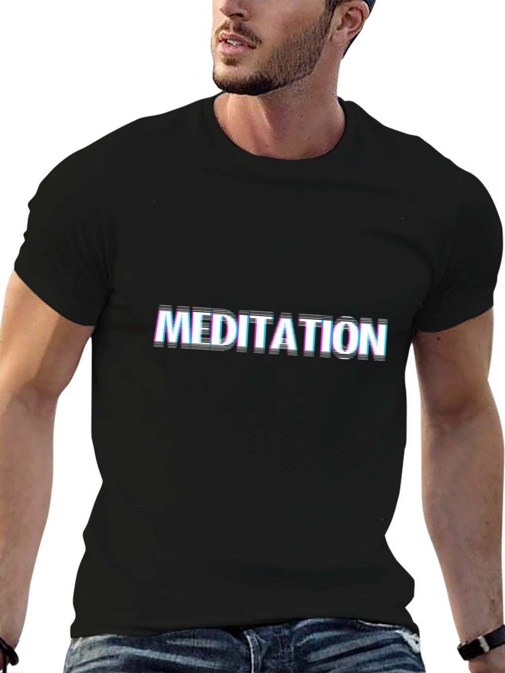 Meditation Glitch T-Shirt - Trendy Graphic Tee