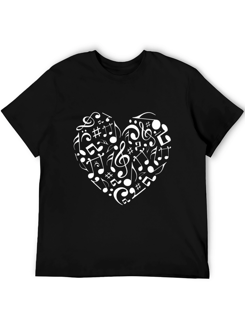 Musical Heart T-Shirt - Black Crew Neck