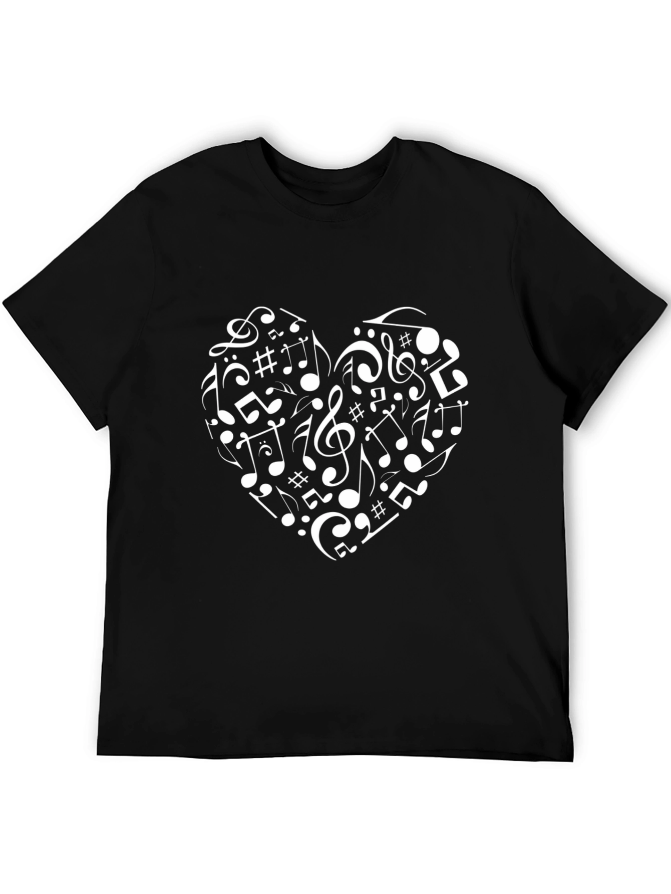 Musical Heart T-Shirt - Black Crew Neck