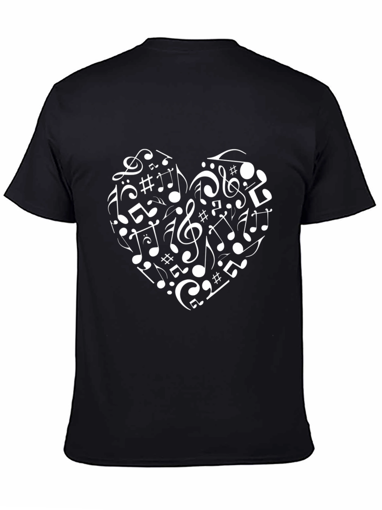 Musical Heart T-Shirt - Black Crew Neck