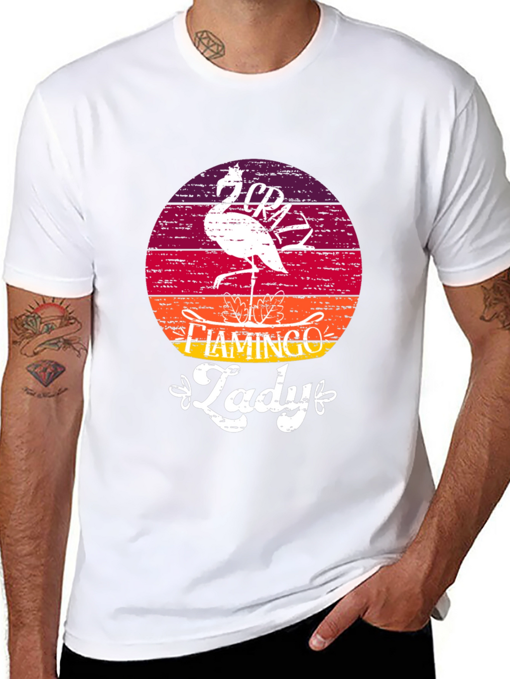 Crazy Flamingo Lady T-Shirt - Black