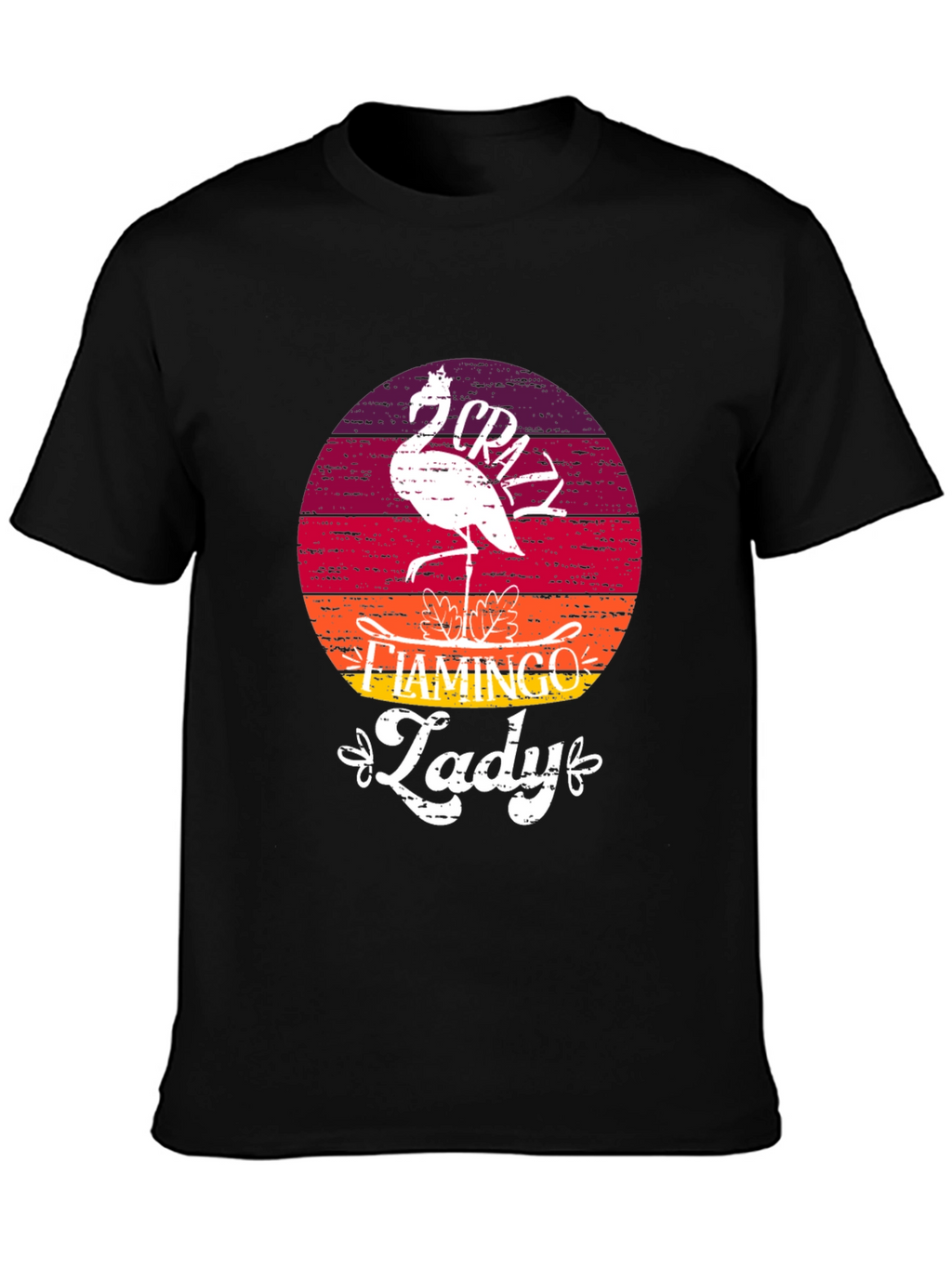 Crazy Flamingo Lady T-Shirt - Black