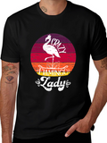 Crazy Flamingo Lady T-Shirt - Black