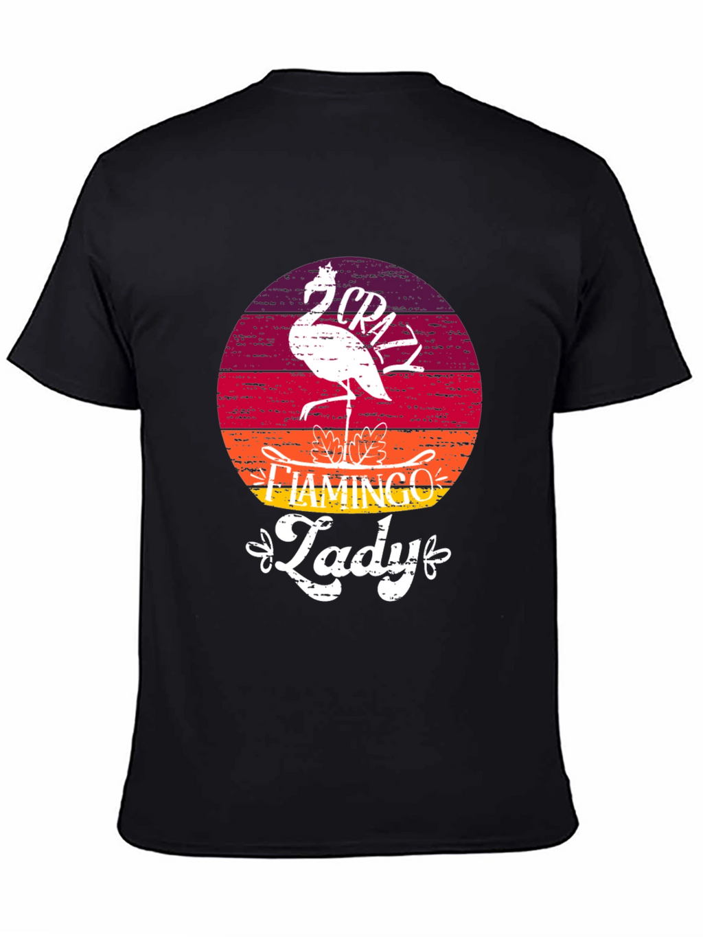 Crazy Flamingo Lady T-Shirt - Black