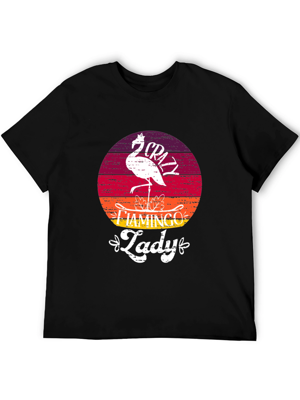 Crazy Flamingo Lady T-Shirt - Black