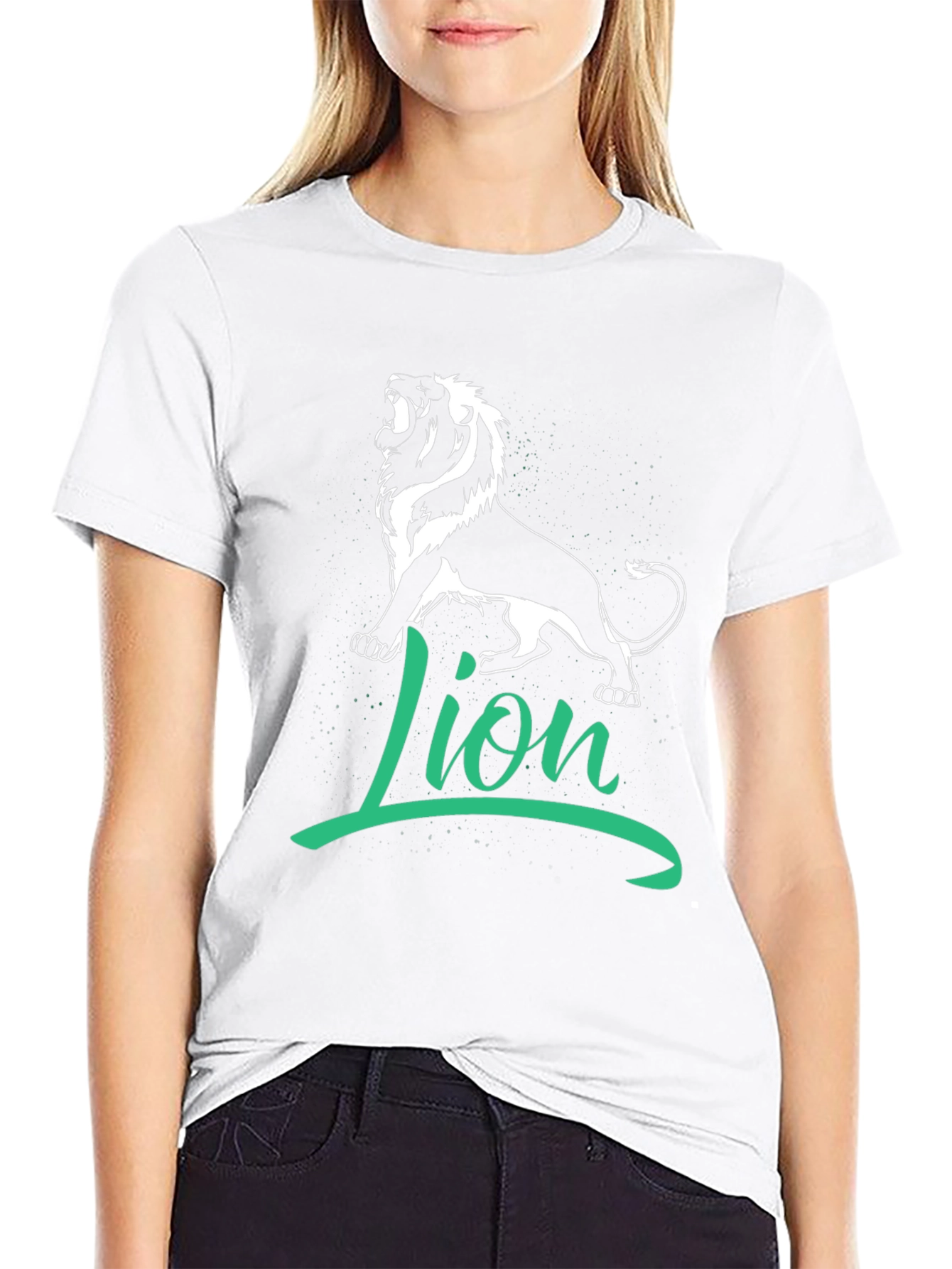 Lion Graphic Tee - Black Cotton T-Shirt