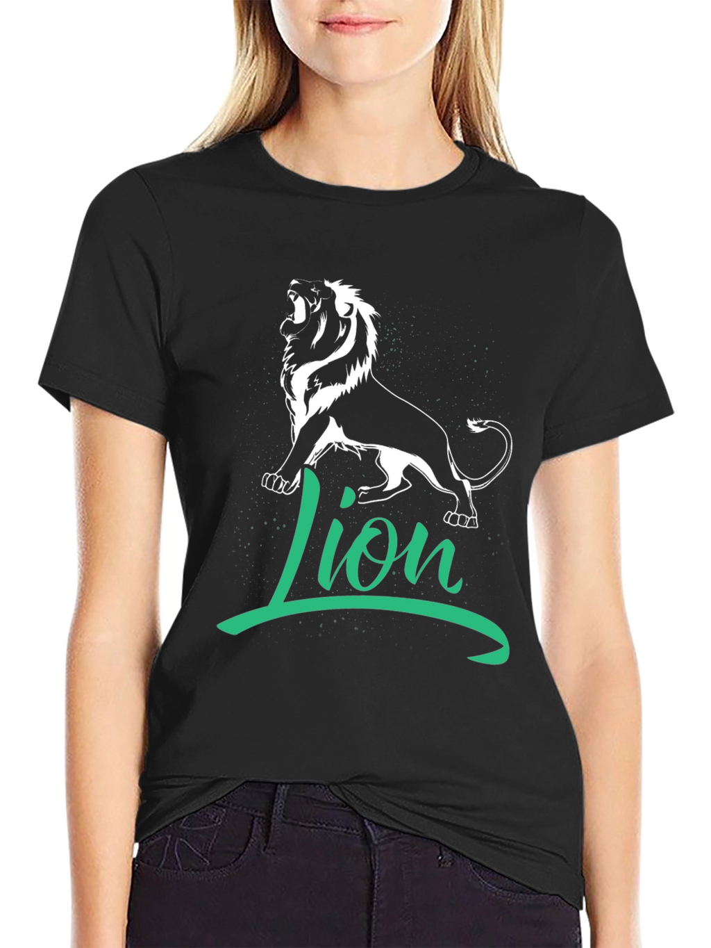 Lion Graphic Tee - Black Cotton T-Shirt