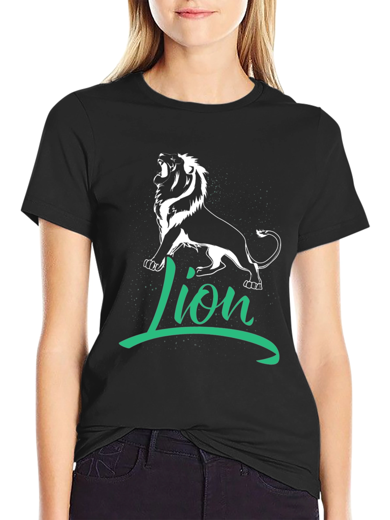 Lion Graphic Tee - Black Cotton T-Shirt