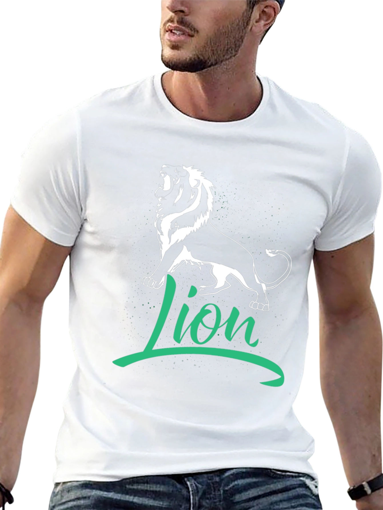Lion Graphic Tee - Black Cotton T-Shirt
