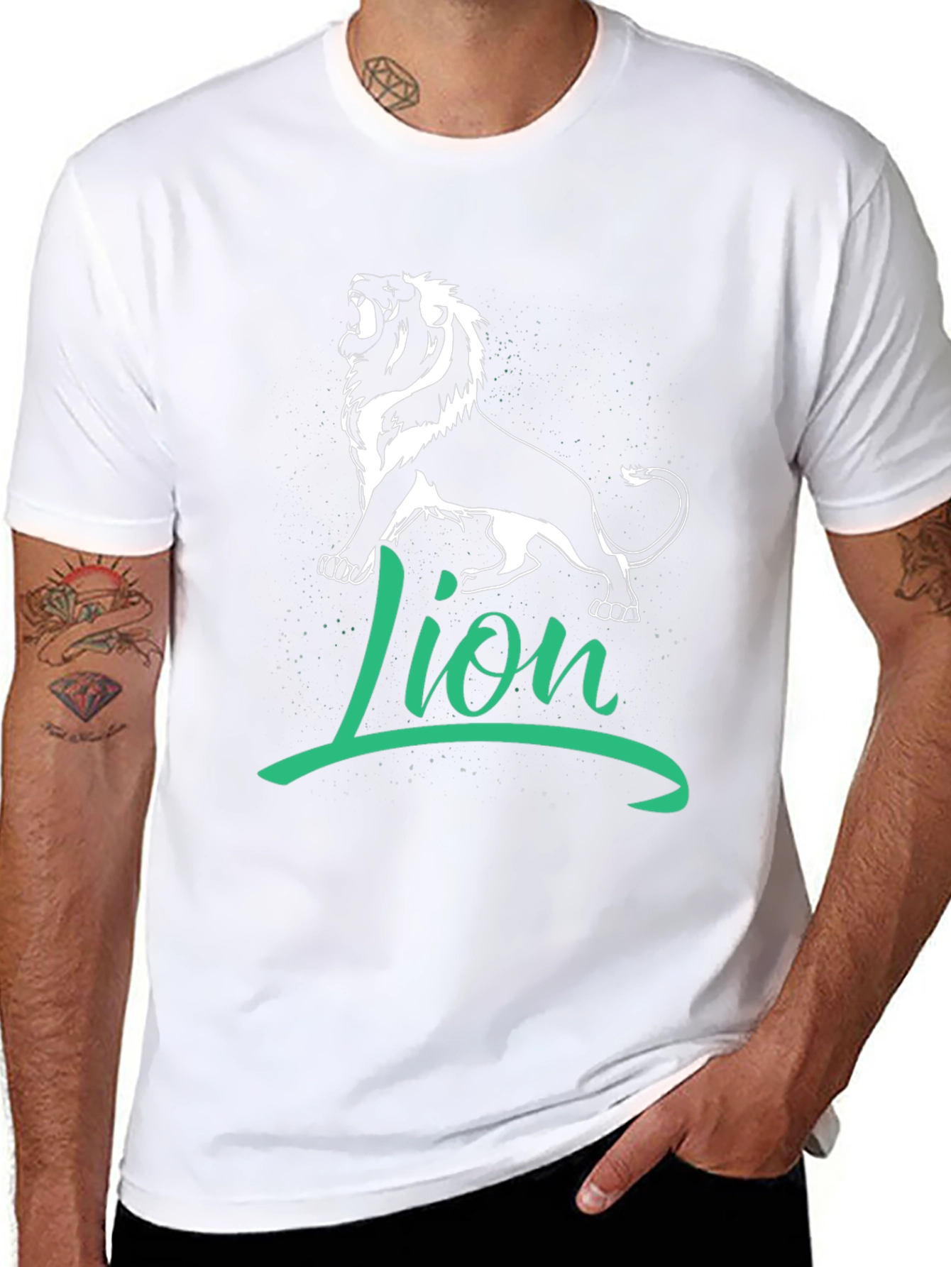 Lion Graphic Tee - Black Cotton T-Shirt