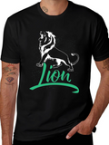 Lion Graphic Tee - Black Cotton T-Shirt