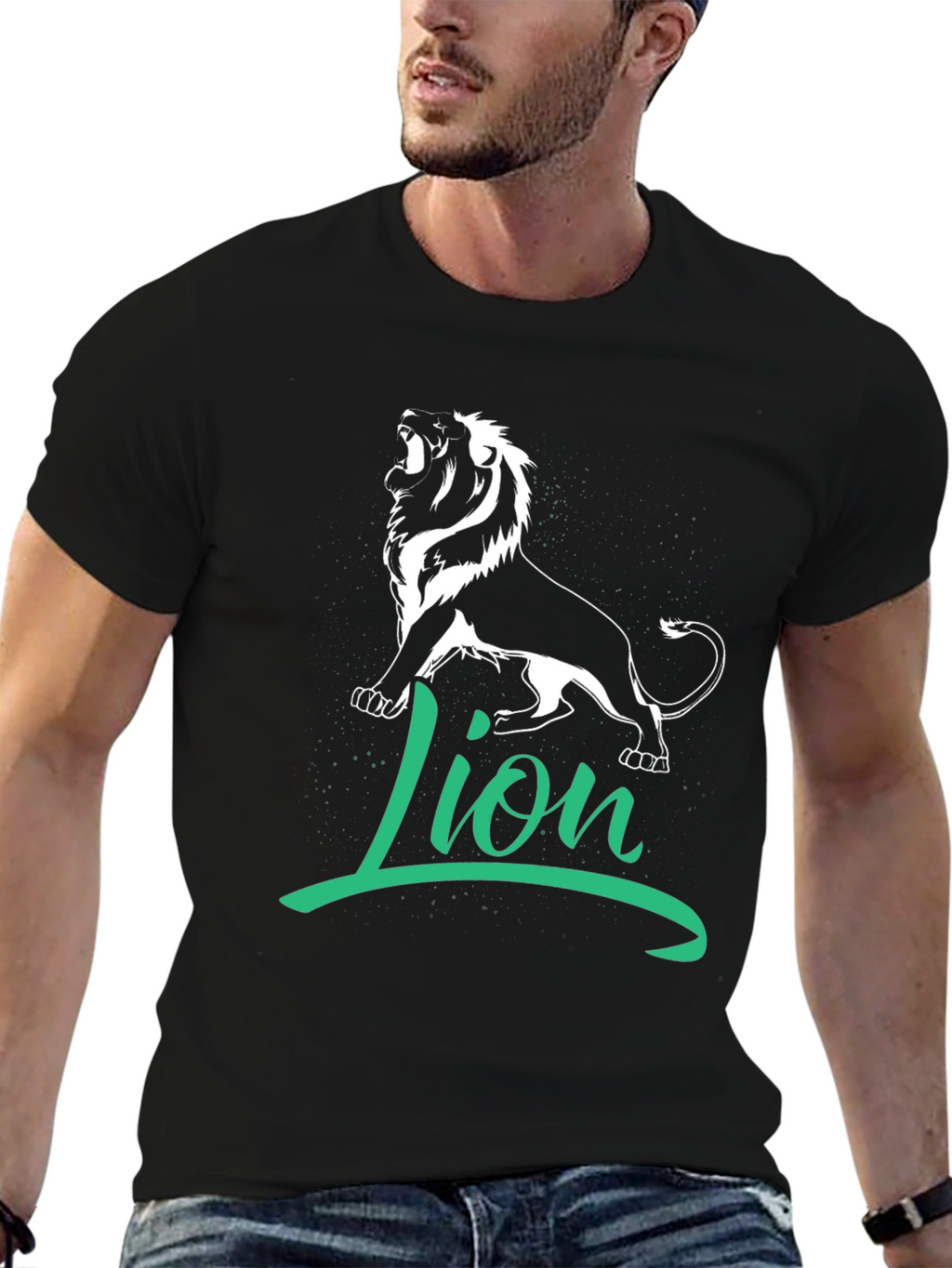 Lion Graphic Tee - Black Cotton T-Shirt