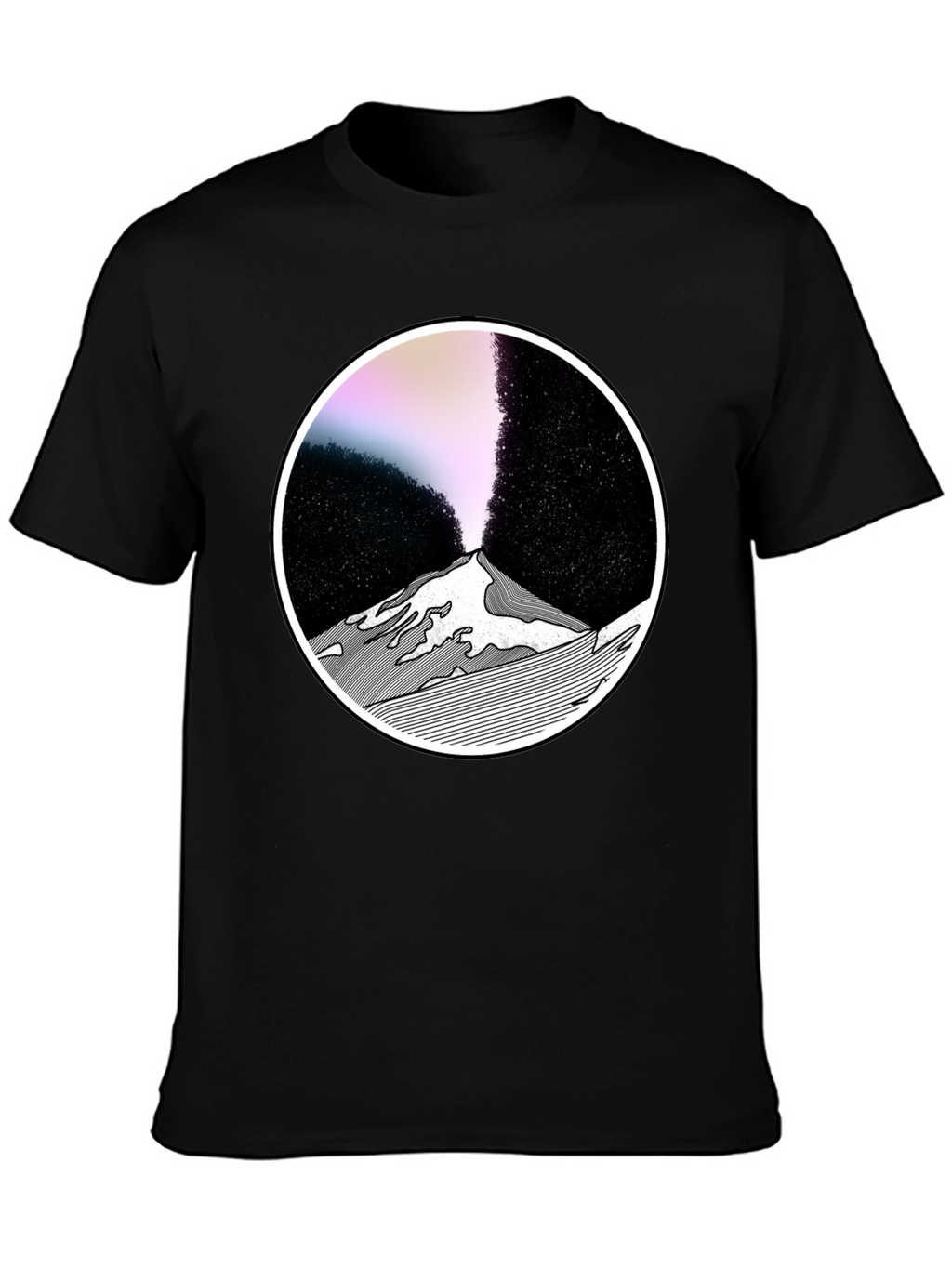 Abstract Mountain Graphic Tee - Black
