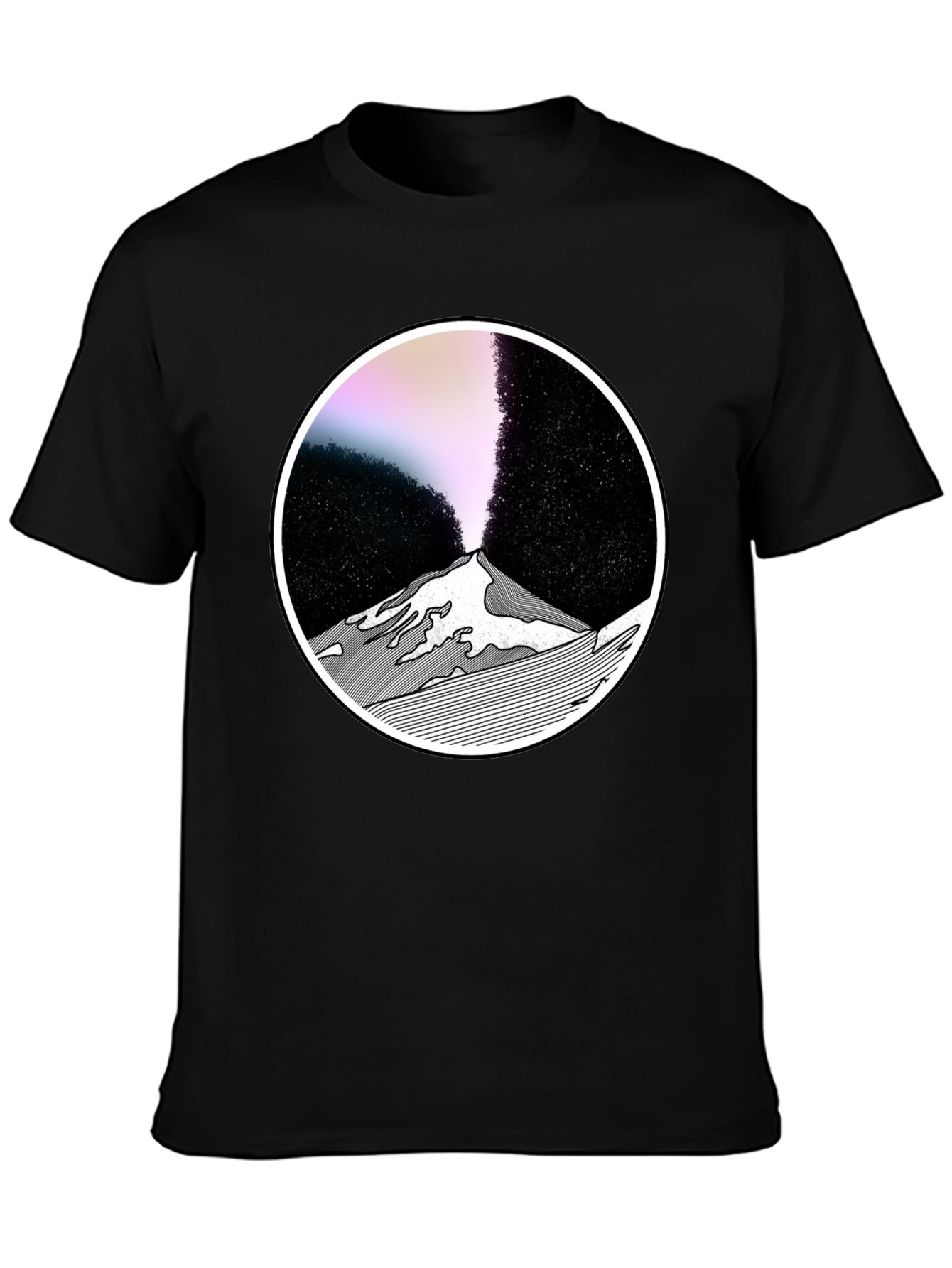 Abstract Mountain Graphic Tee - Black