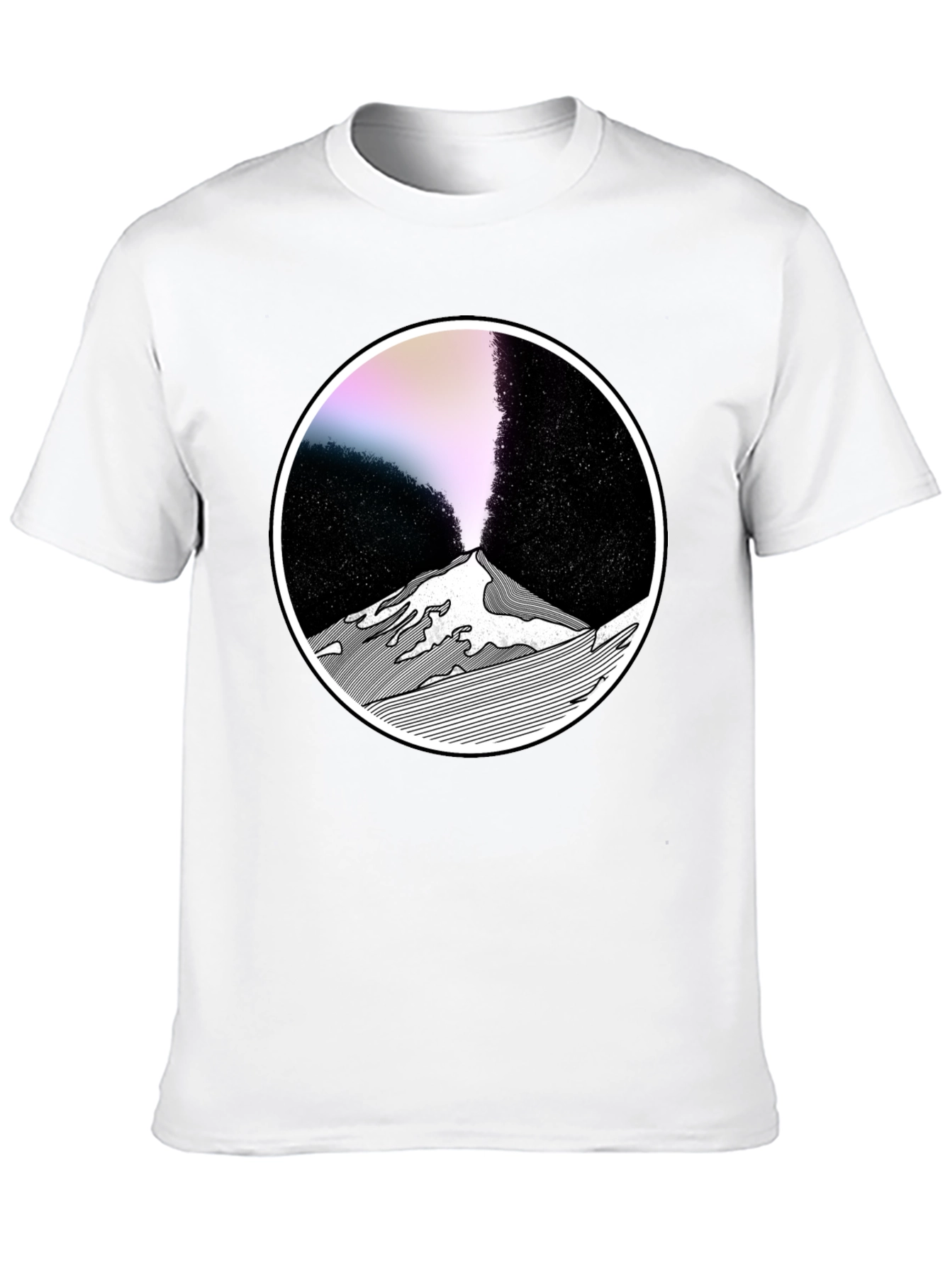 Abstract Mountain Graphic Tee - Black