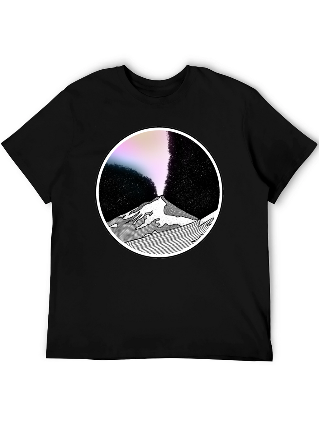 Abstract Mountain Graphic Tee - Black