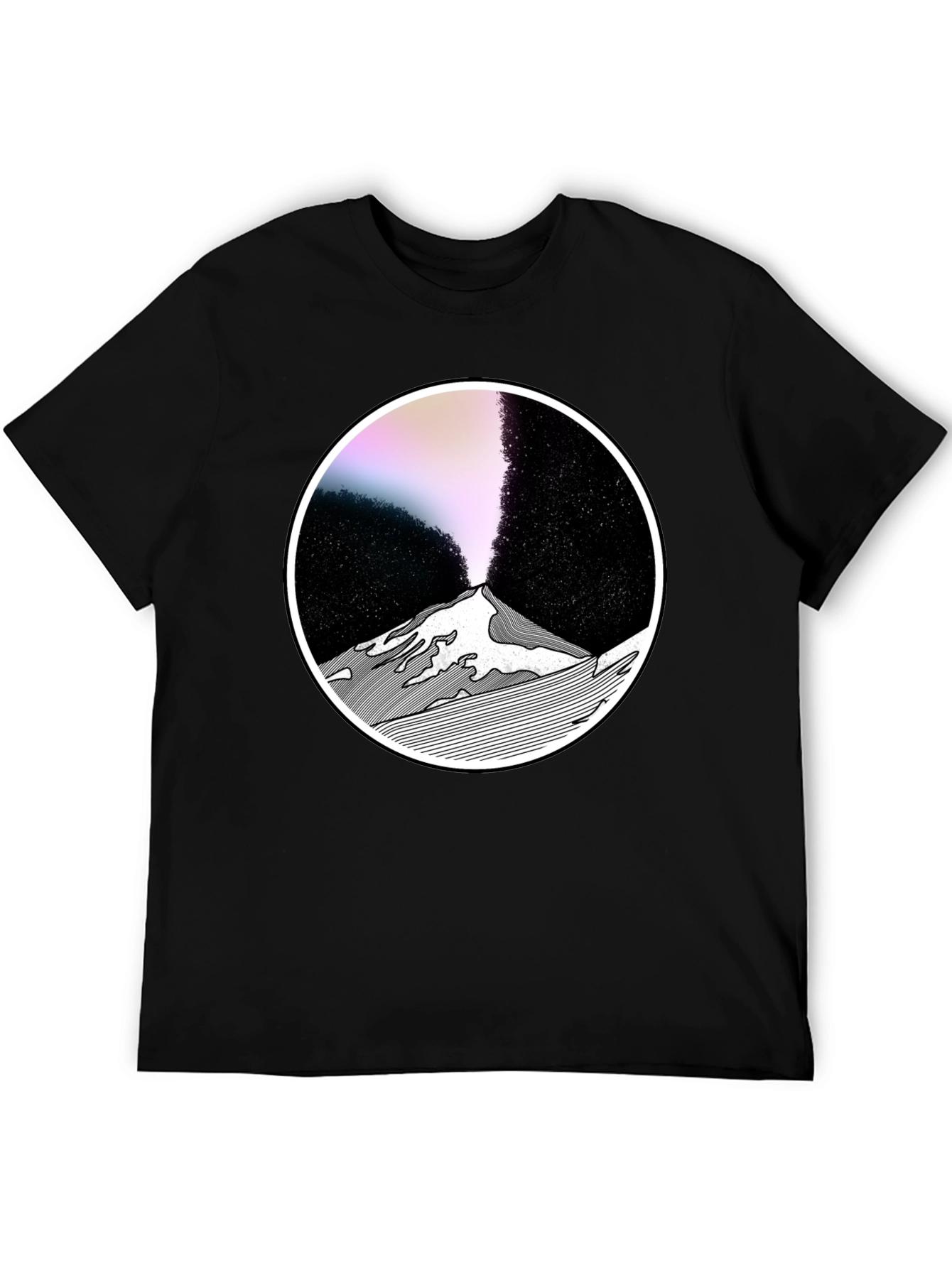 Abstract Mountain Graphic Tee - Black