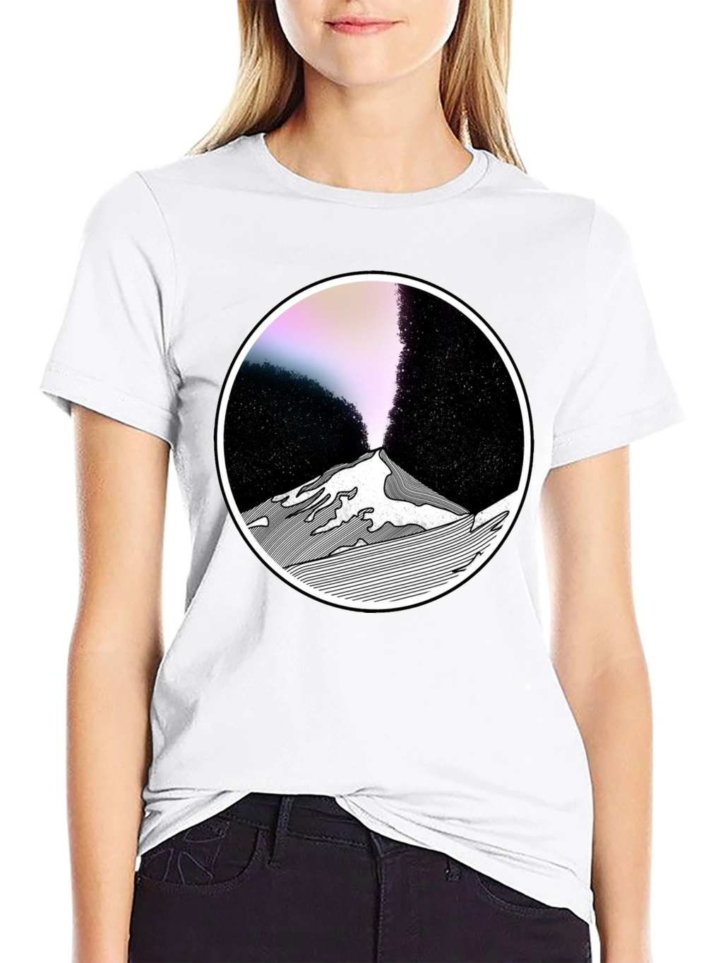 Abstract Mountain Graphic Tee - Black