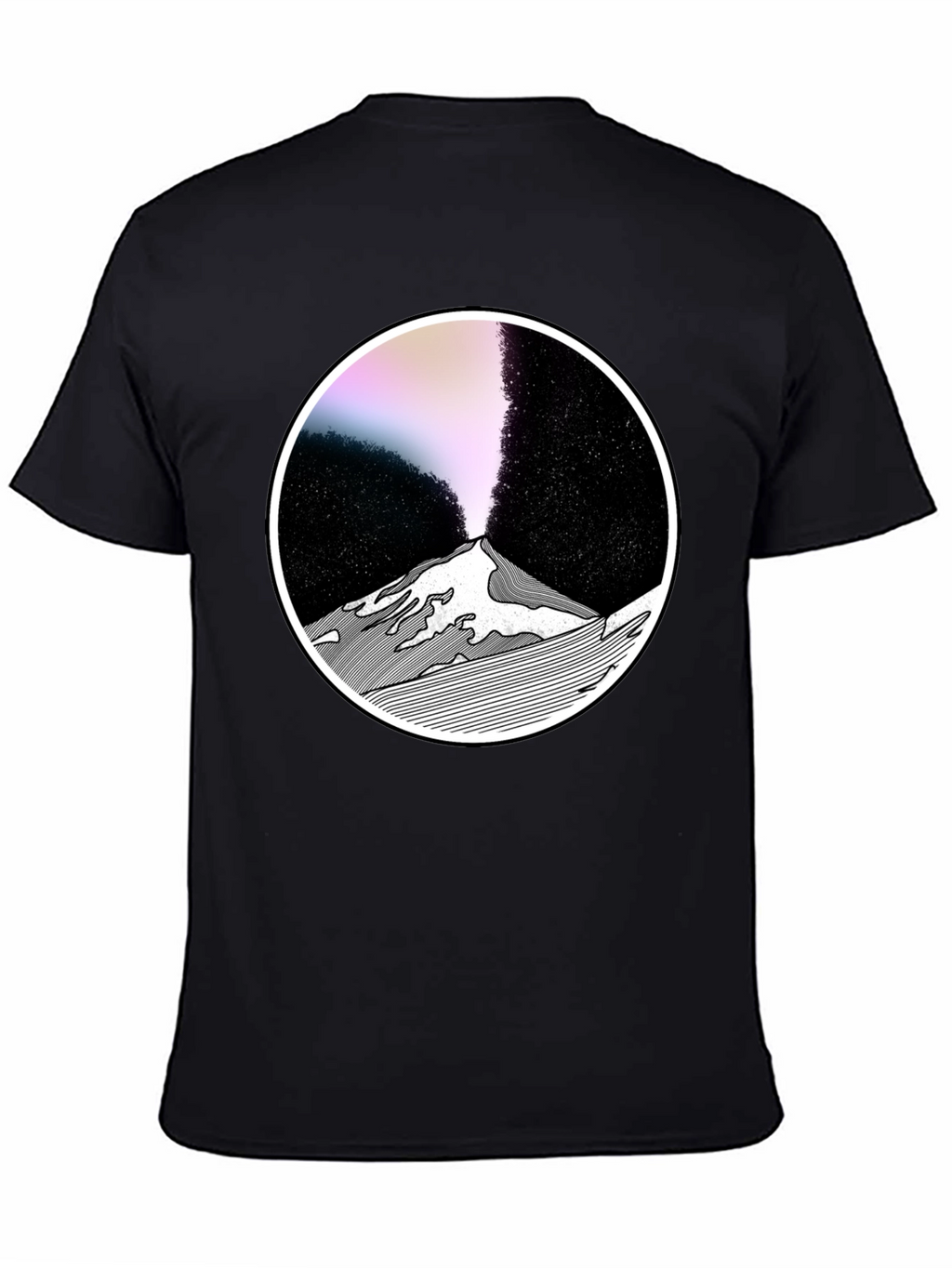 Abstract Mountain Graphic Tee - Black
